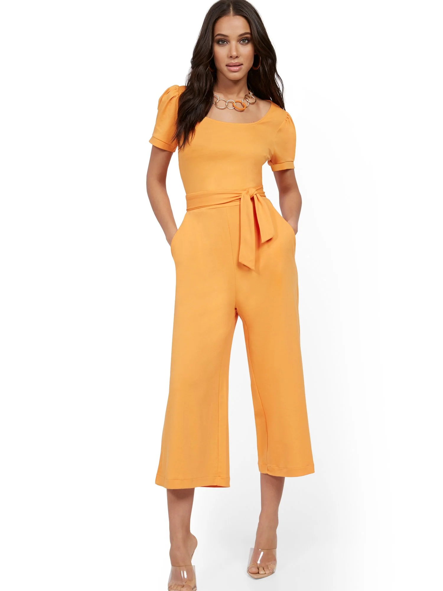 Cotton Knit Culotte Jumpsuit - Image 9