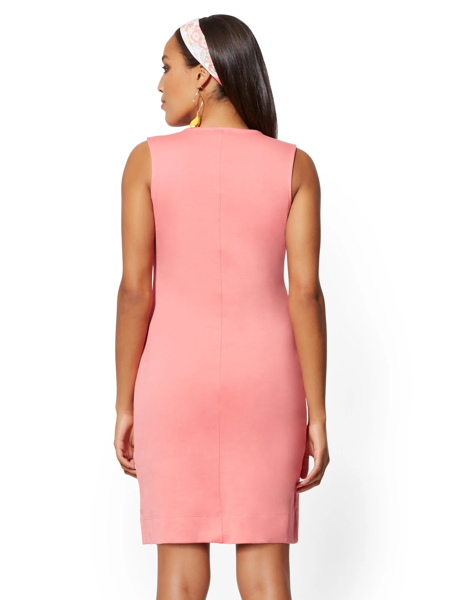 Cotton Split-Neck Shift Dress - Image 3