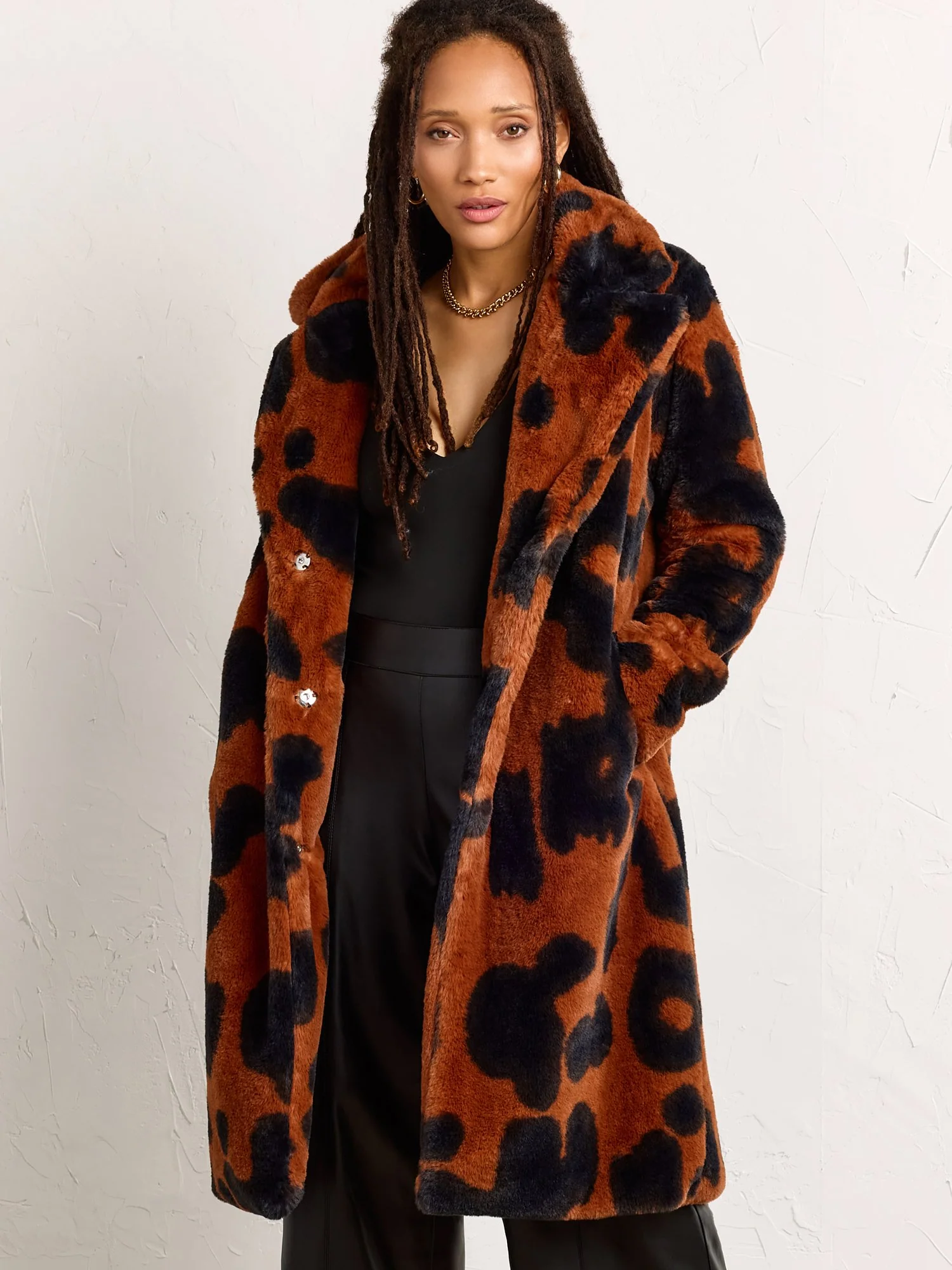 Stoosh Cowhide Print Faux Fur Coat - Brands We Love - Image 2