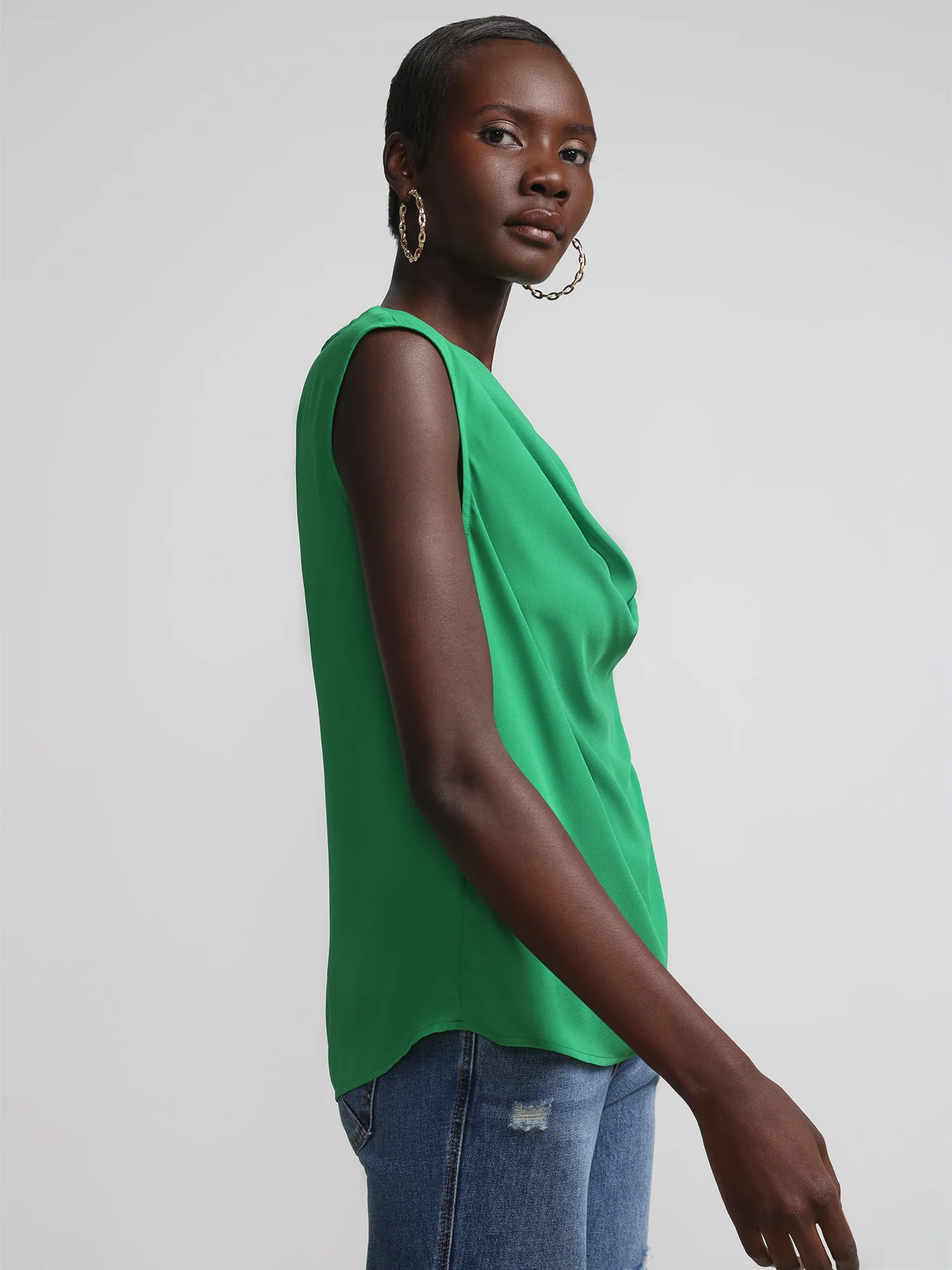 Cowl-Neck Flutter-Sleeve Blouse - Image 12