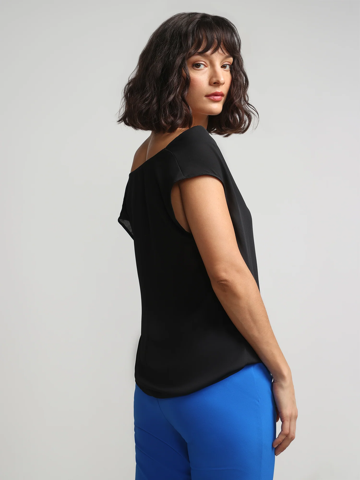 Cowl-Neck Flutter-Sleeve Blouse - Image 2
