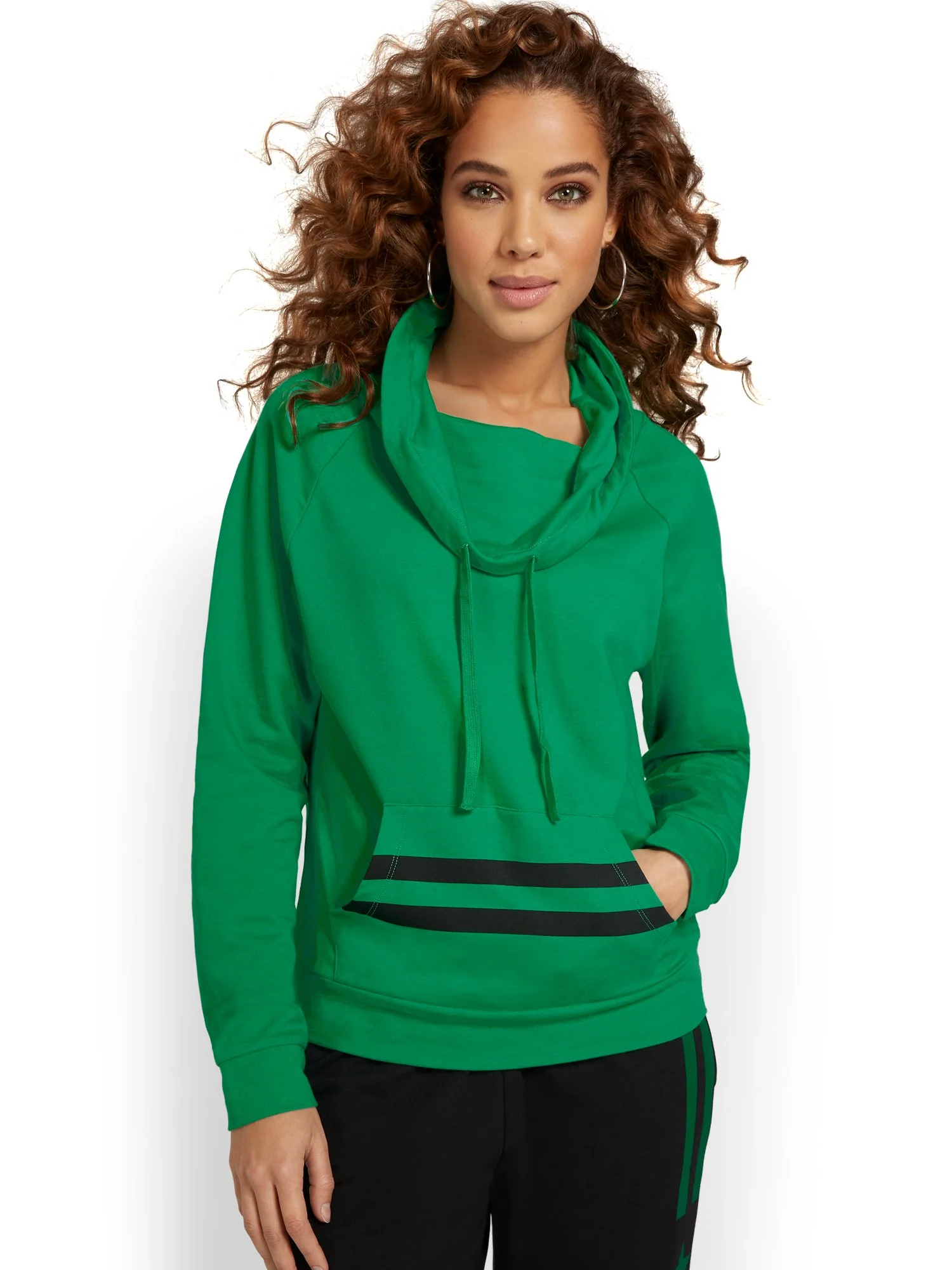 Cowl-Neck French Terry Pullover - Image 2
