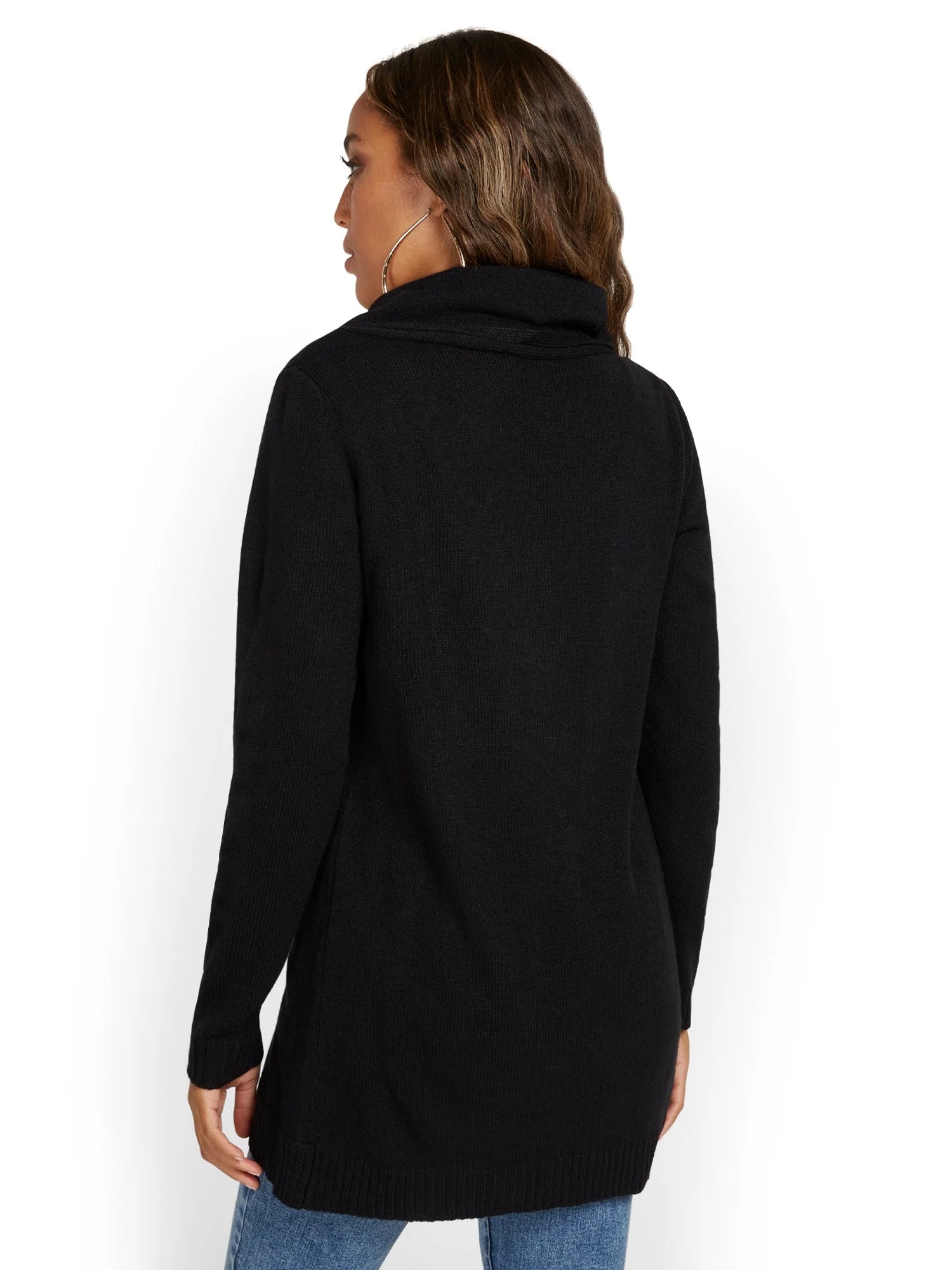 Cowl-Neck Zip Cardigan - Image 3
