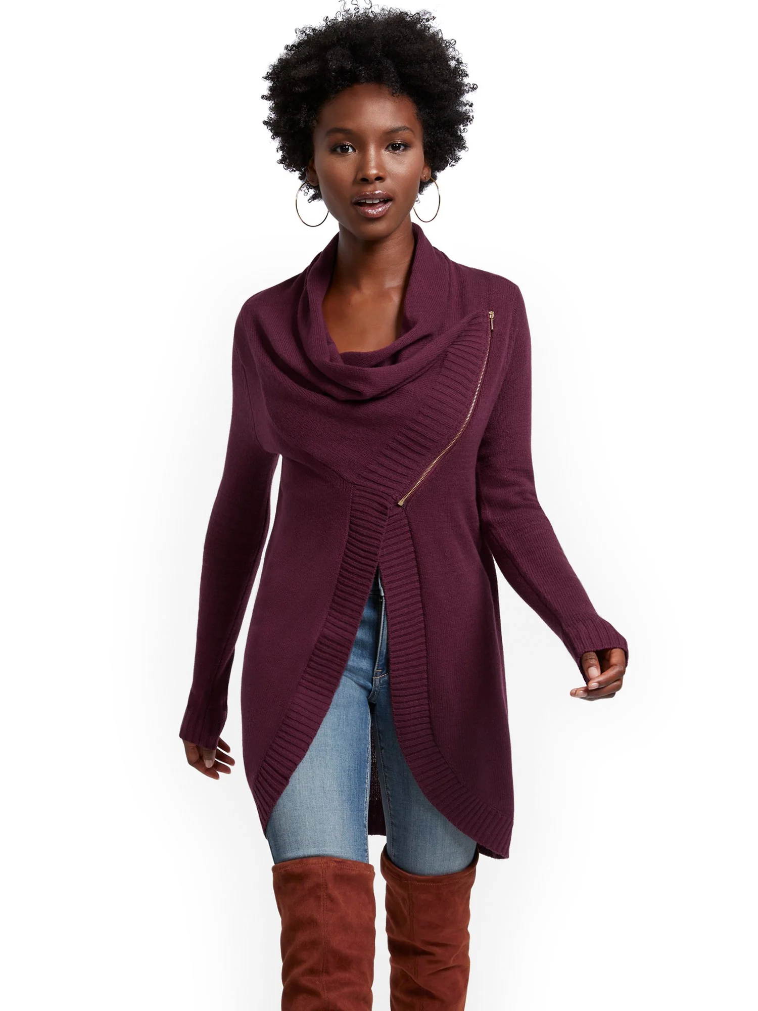 Cowlneck Zip-Front Cardigan - Image 13