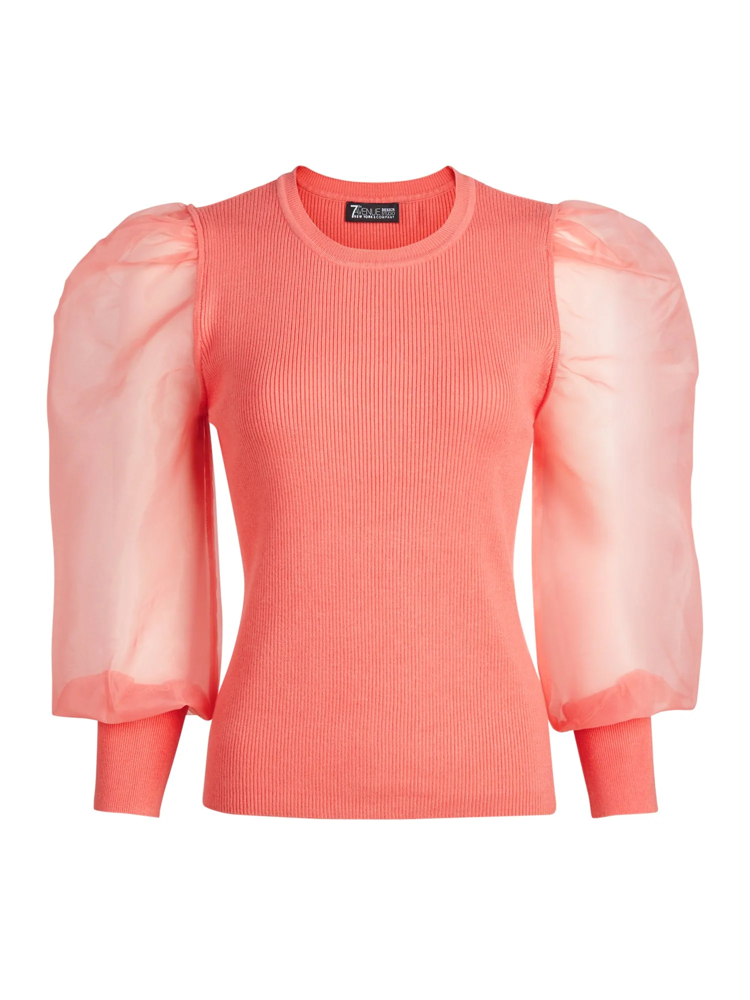 Crewneck Organza Puff-Sleeve Top - Image 8