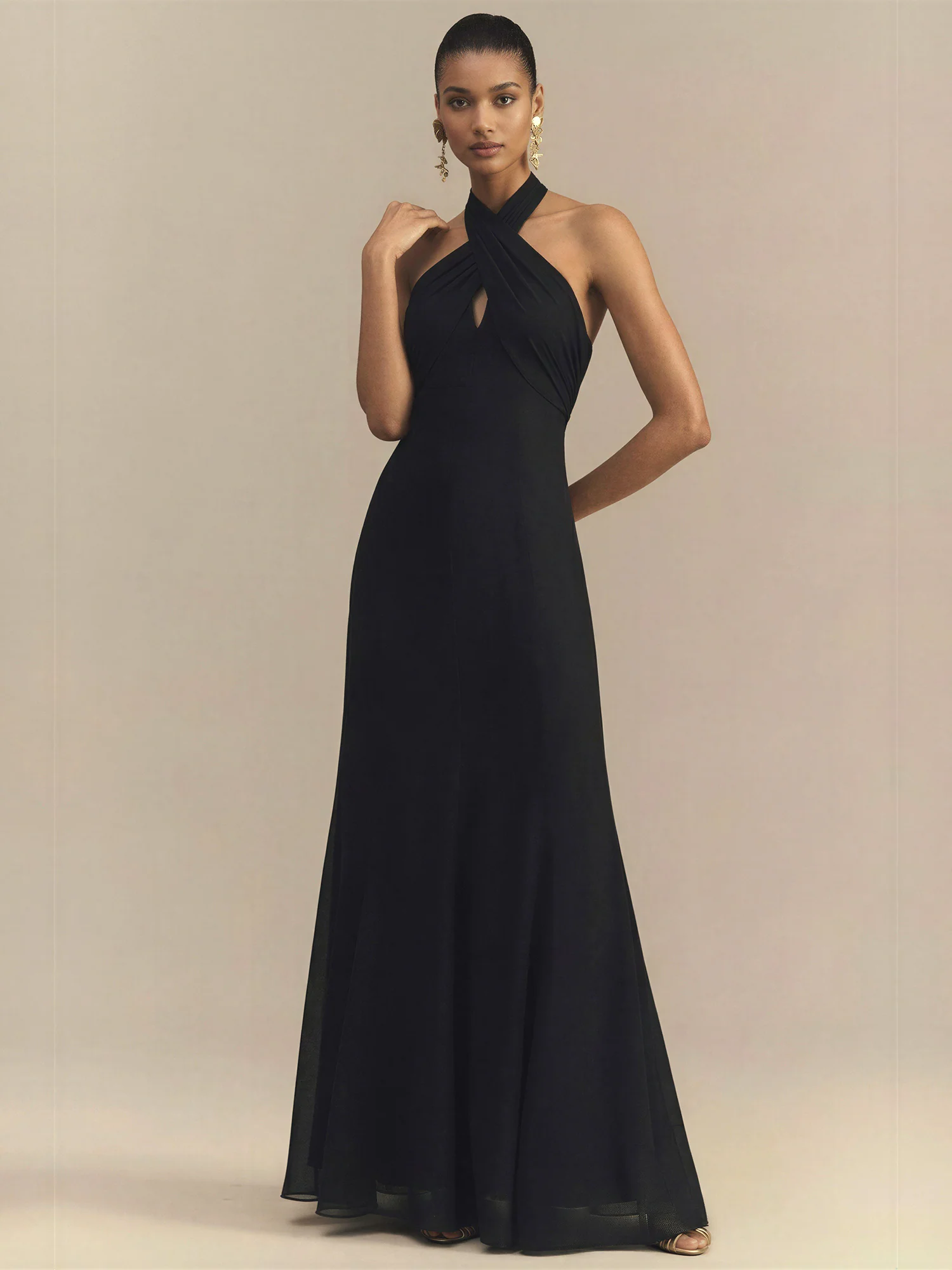 Criss Cross Chiffon Bust Gown