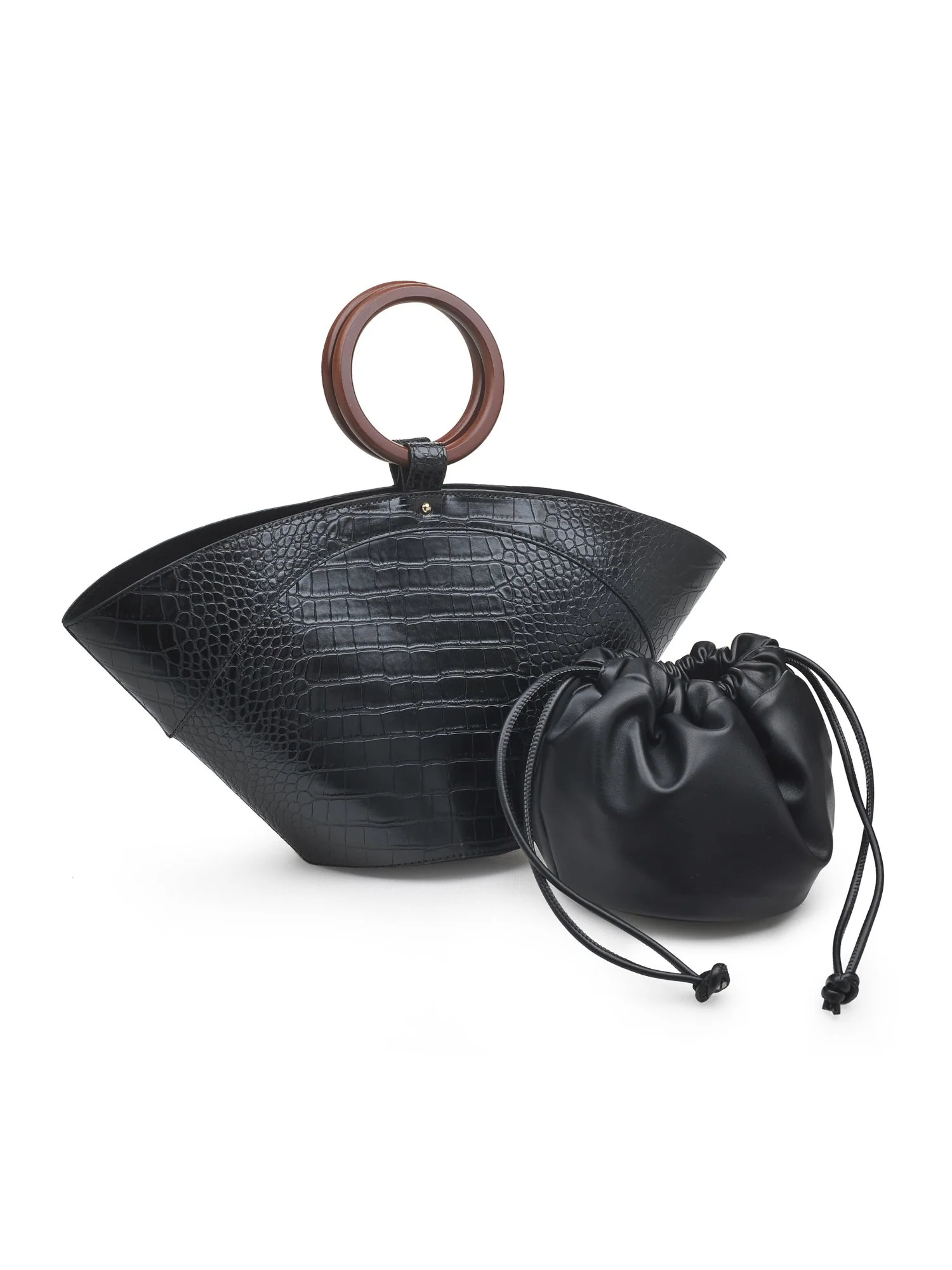 Moda Luxe Croc Embossed Wooden Top Handle Bag - Brands We Love - Image 4