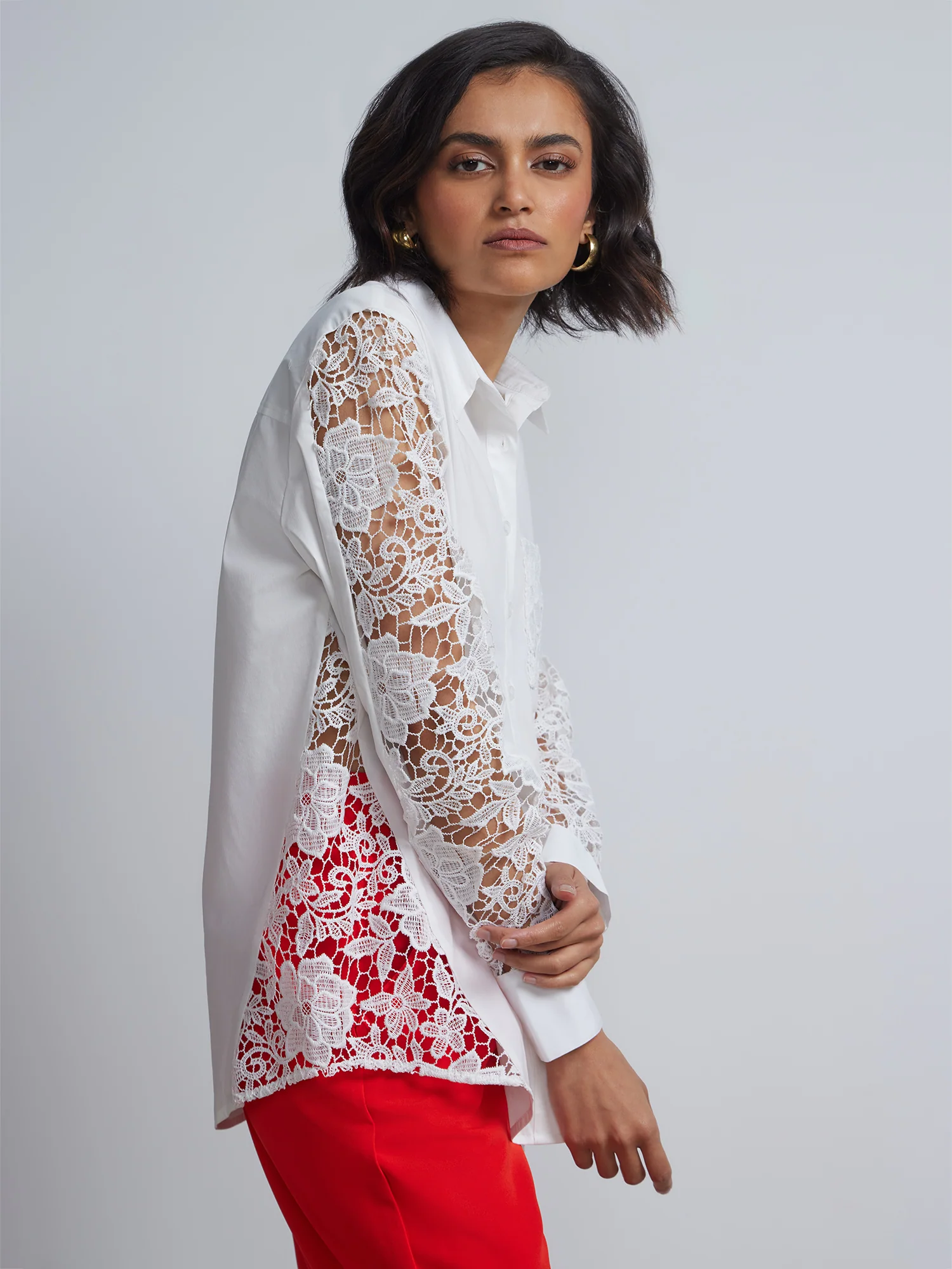Crochet Boyfriend Button-Front - NY&C Madison Shirt® - Image 2