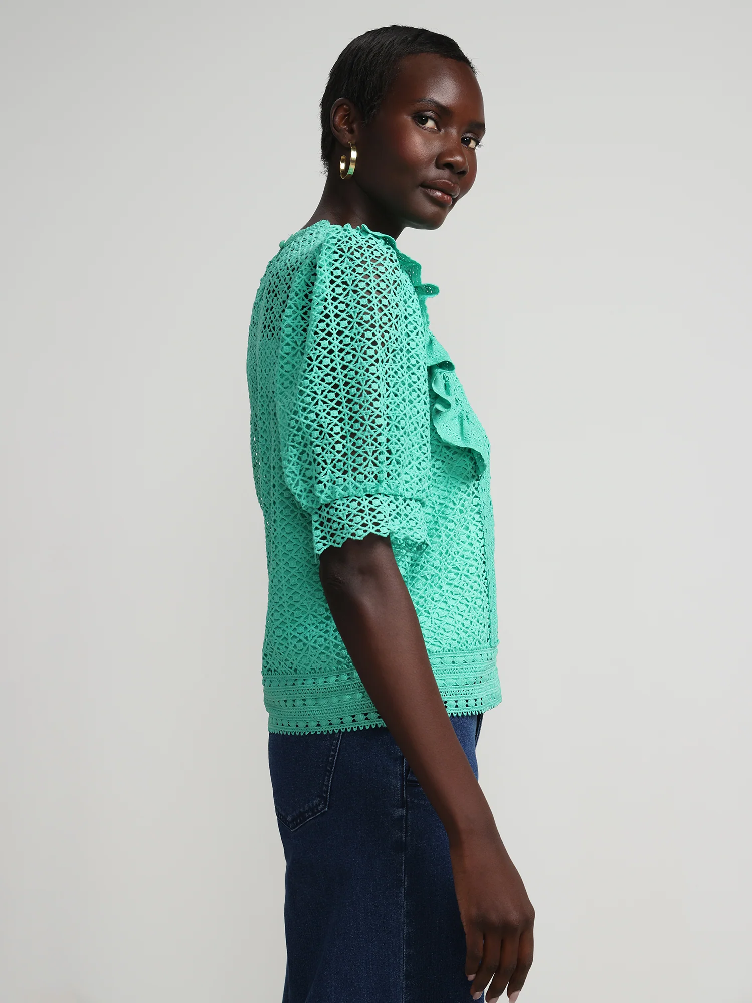 Crochet Ruffle-Front Top - Image 2