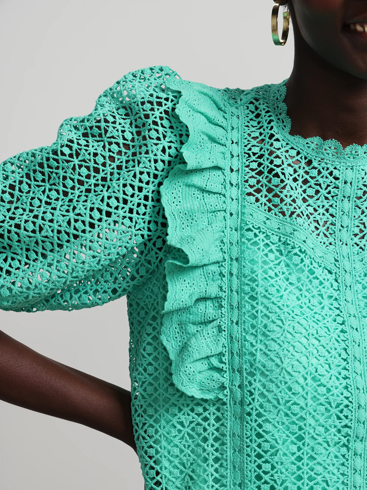 Crochet Ruffle-Front Top - Image 4