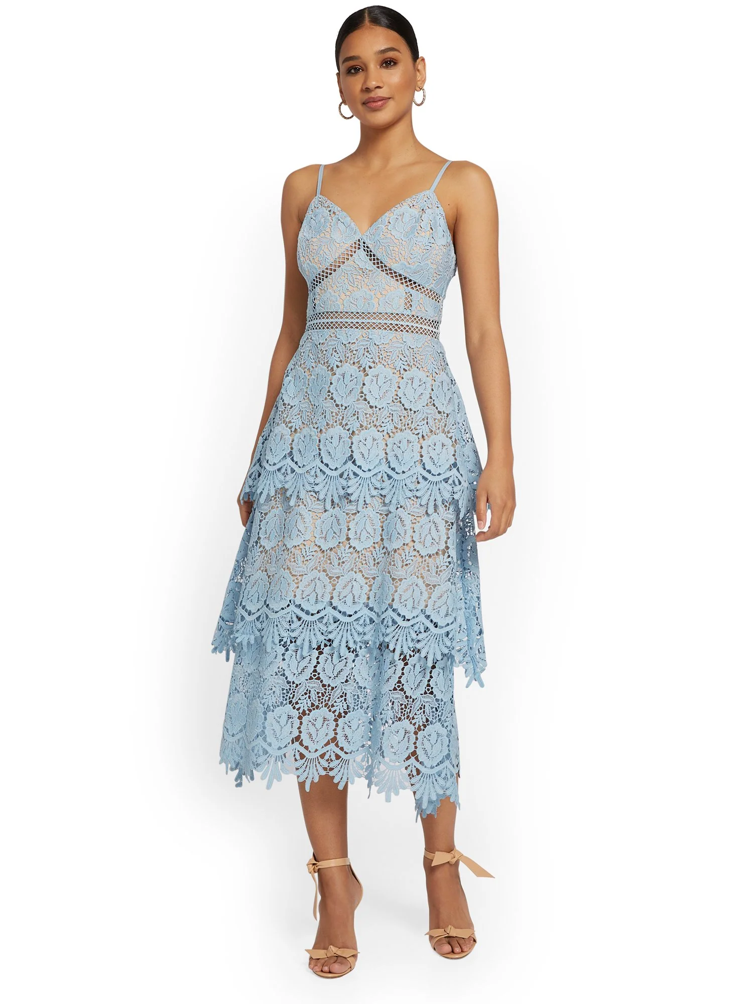 Just Me Crochet Tiered Midi Dress - Brands We Love