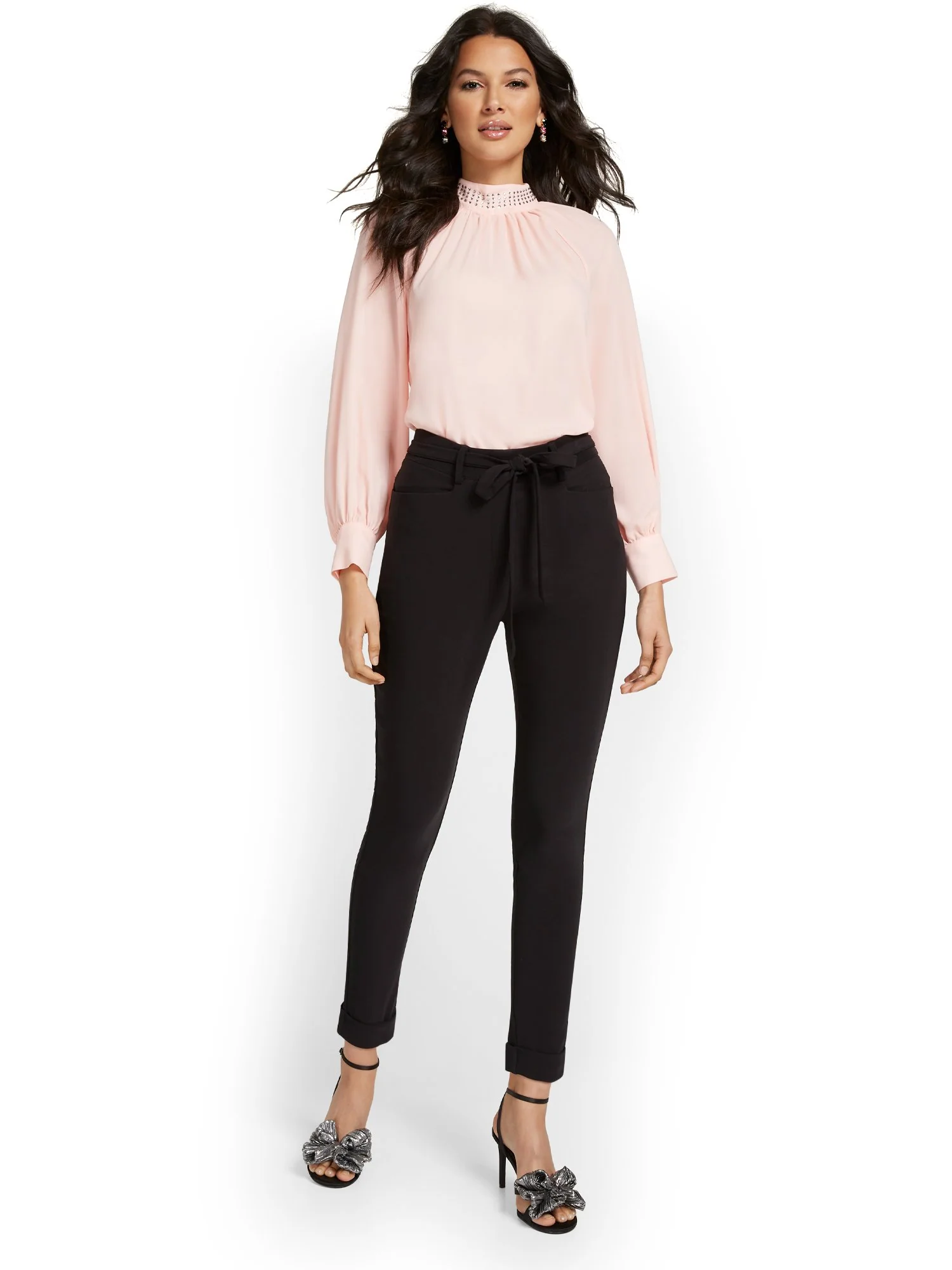 Cuffed Tie-Waist Straight-Leg Ankle Pant - Premium Stretch - Image 4