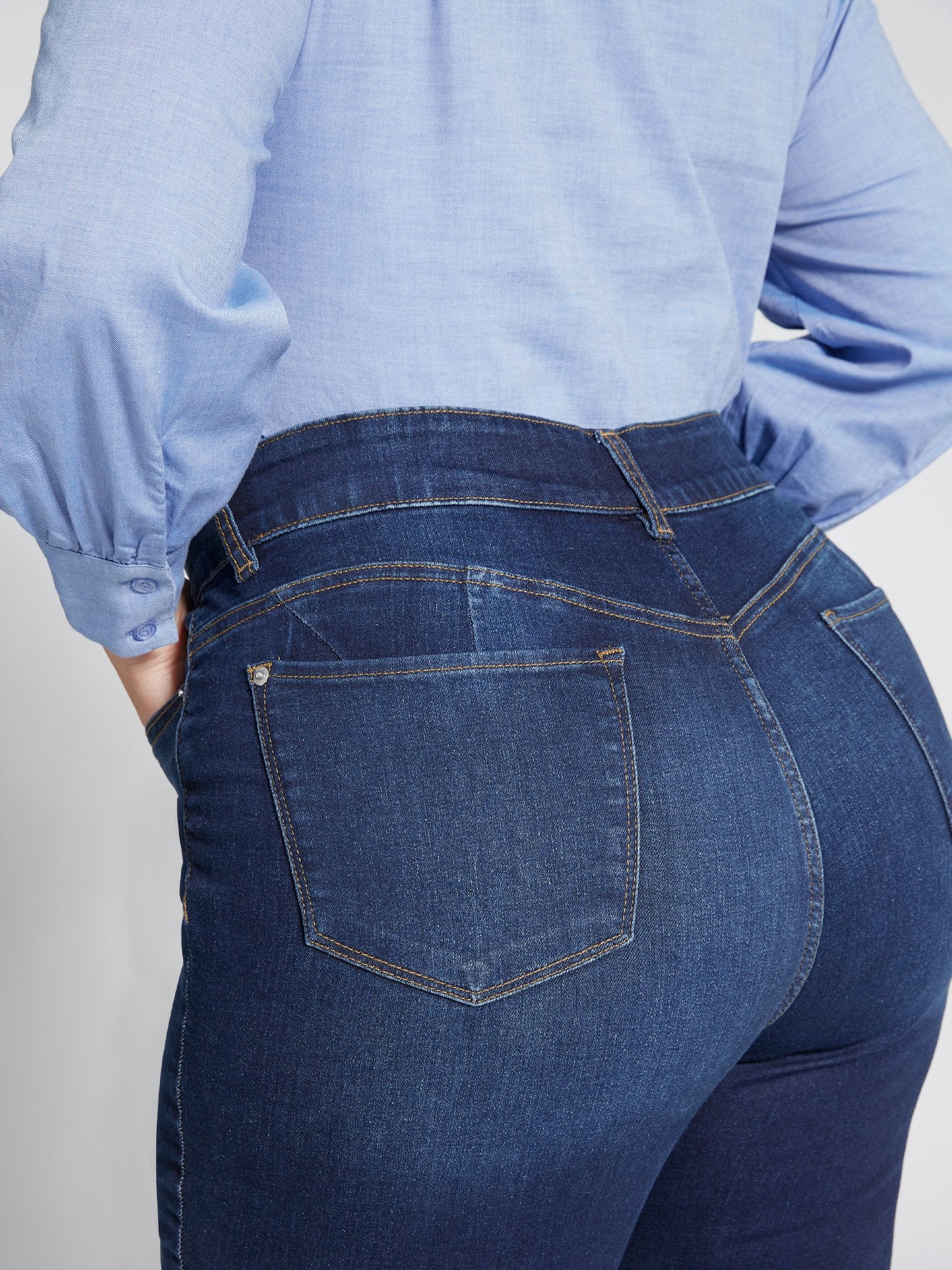 Curvy High-Waisted Super-Skinny Jeans - Dark Wash - Image 5