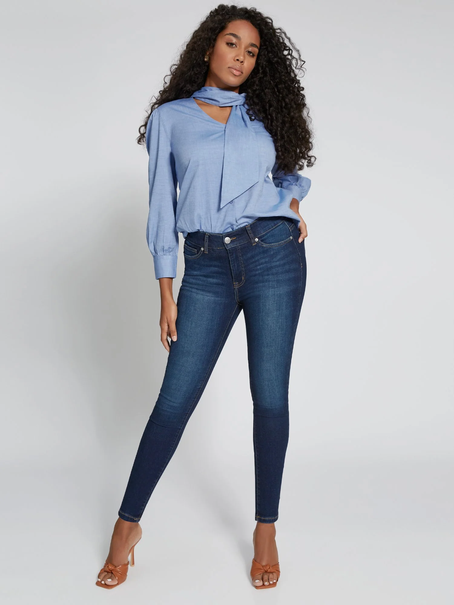 Curvy High-Waisted Super-Skinny Jeans - Dark Wash - Image 6