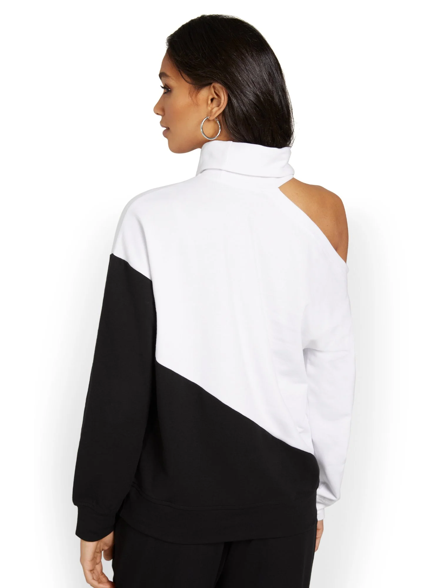 Cut-Out Mock-Neck French Terry Pullover - Image 3