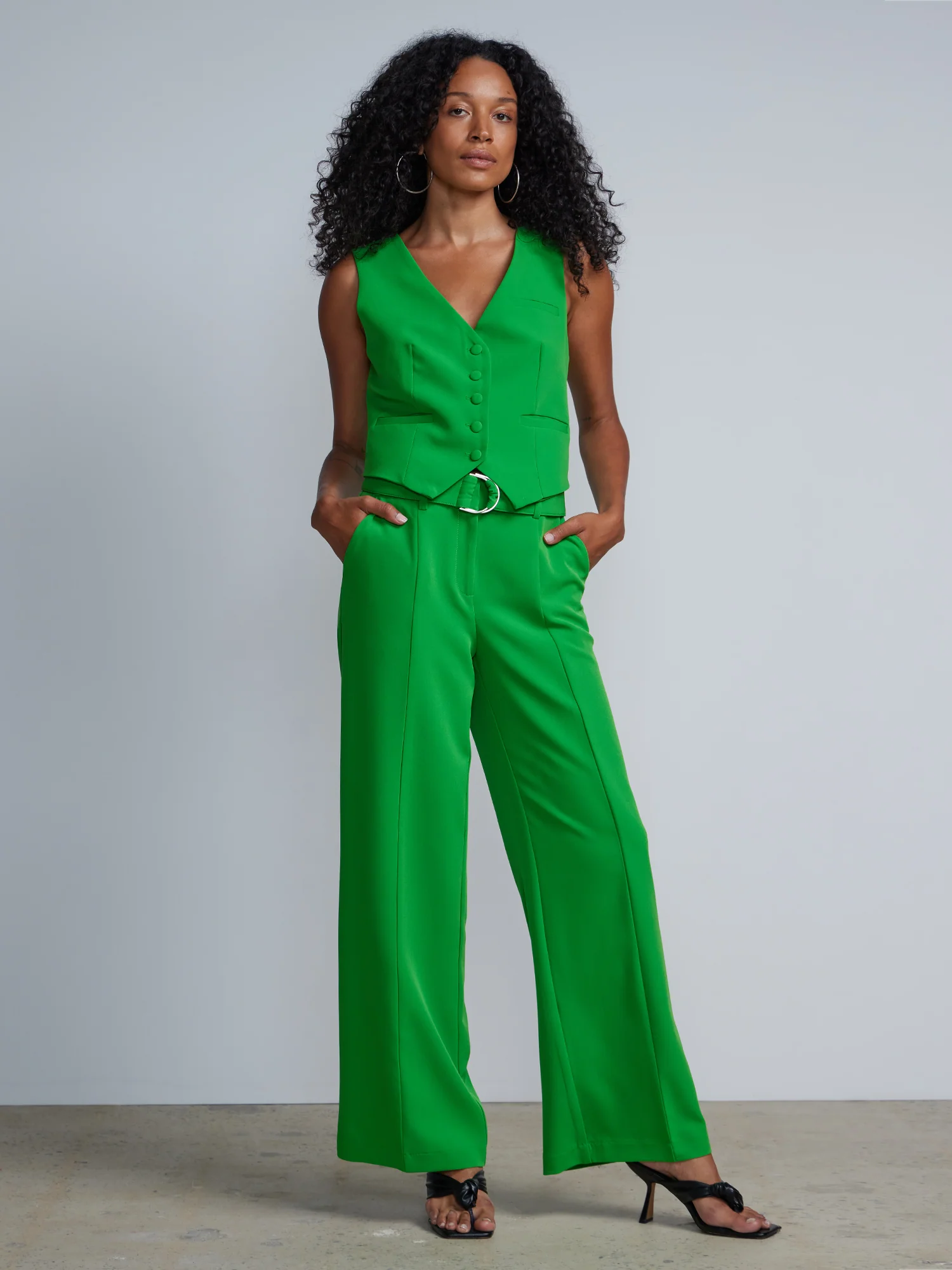 High Rise D-Ring Belt Wide Leg Pants - Image 14