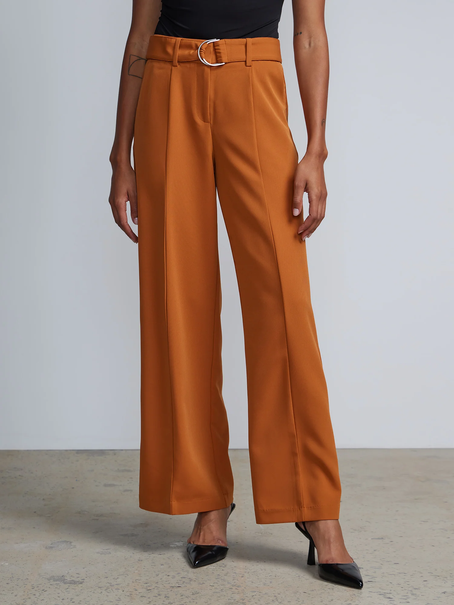 High Rise D-Ring Belt Wide Leg Pants - Image 6