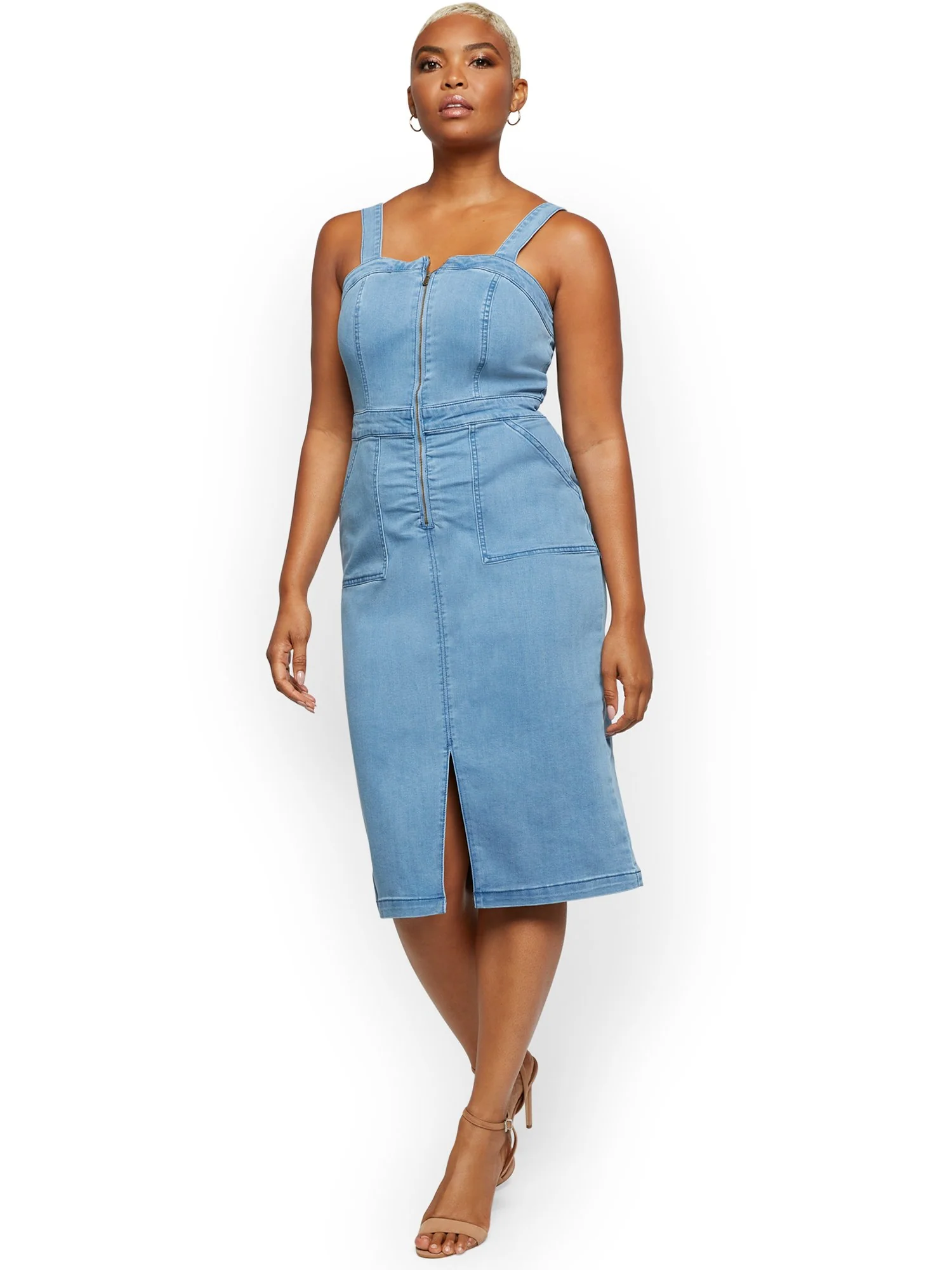 Denim Pinafore Dress - Light Wash