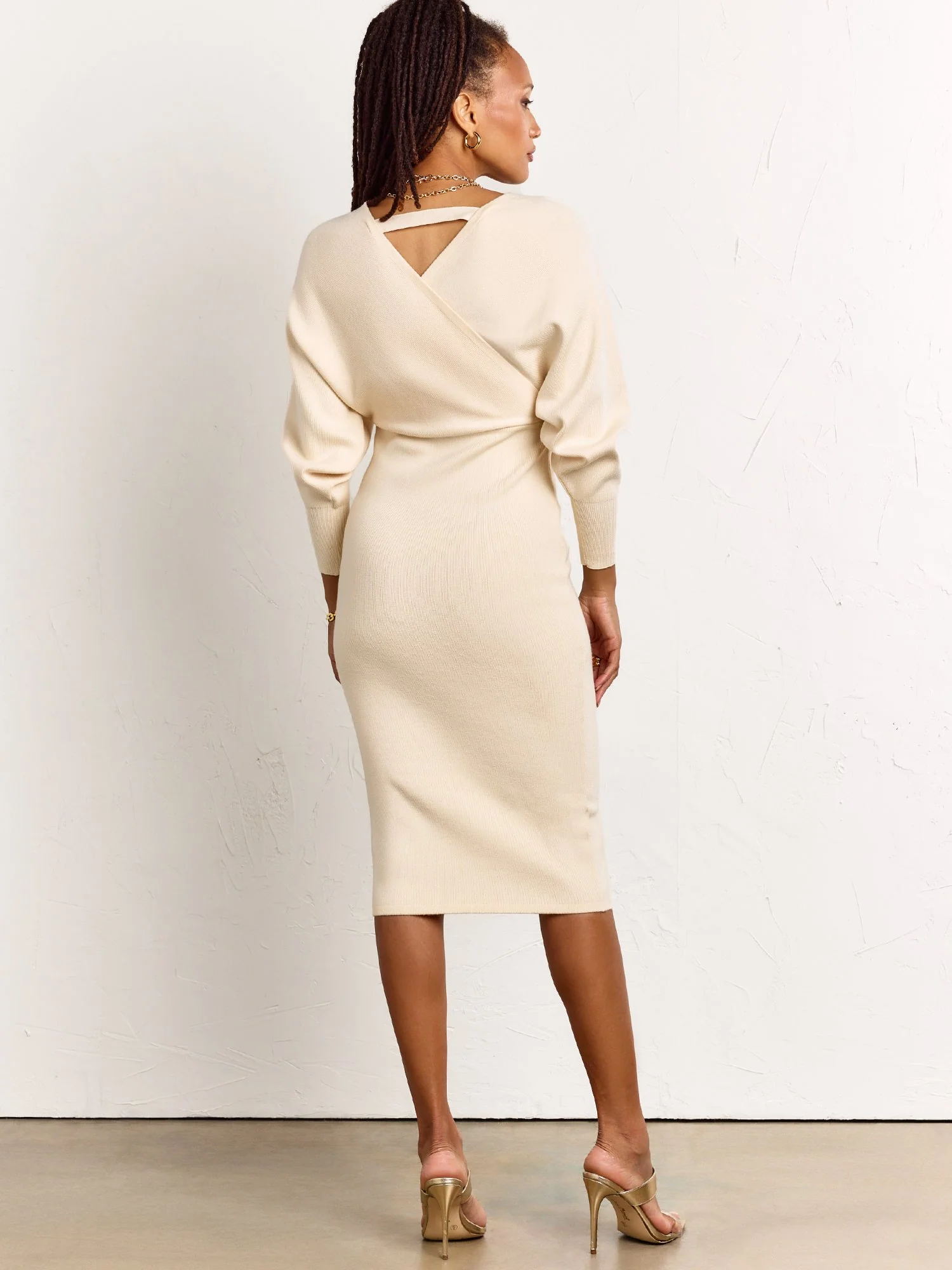 Dolman Wrap Sweater Dress - Dee Elly - Image 10
