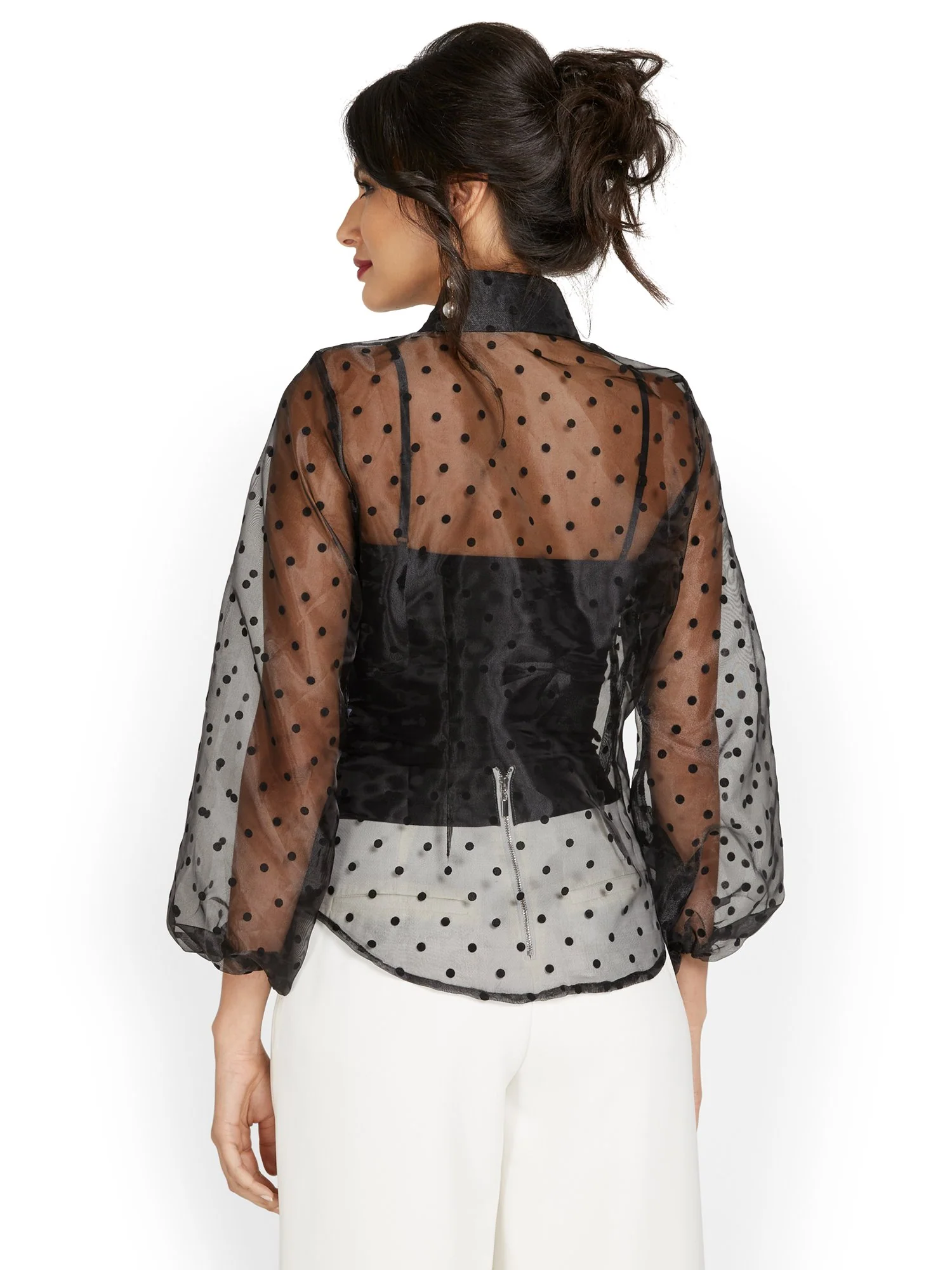 Dot-Detail Organza Top - Image 3