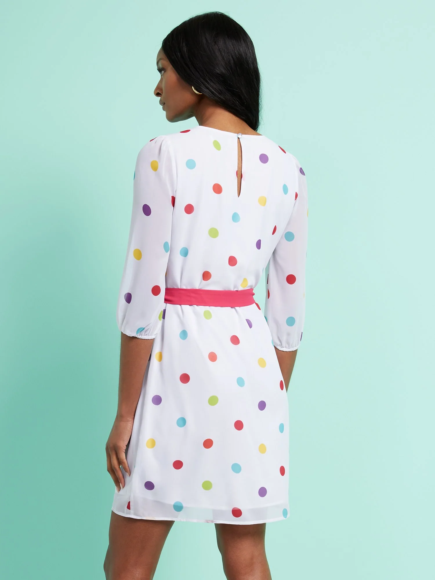 Dot-Print Belted Shift Dress - Image 3