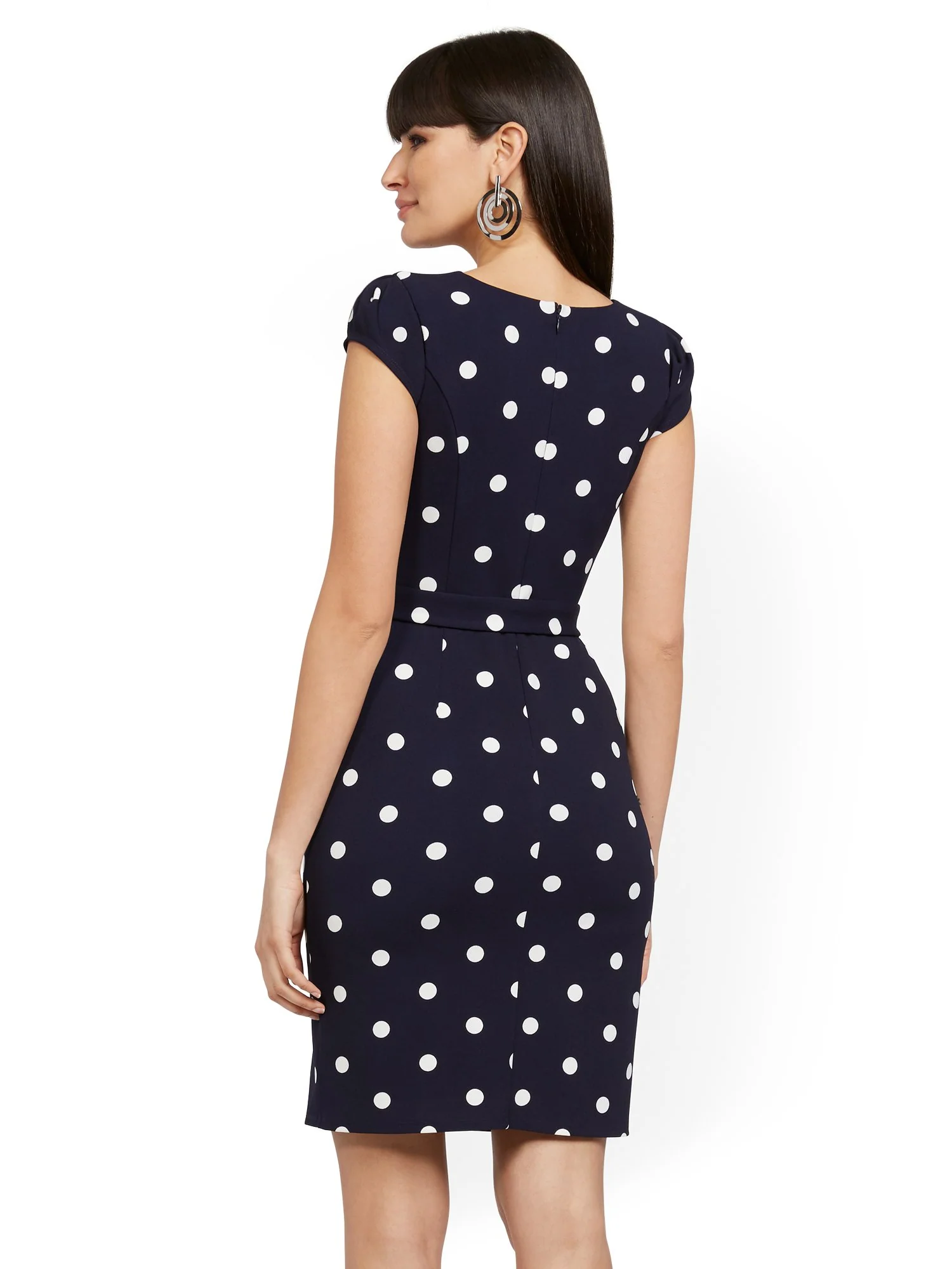 Dot-Print Cap-Sleeve Sheath Dress - Magic Crepe® - Image 3