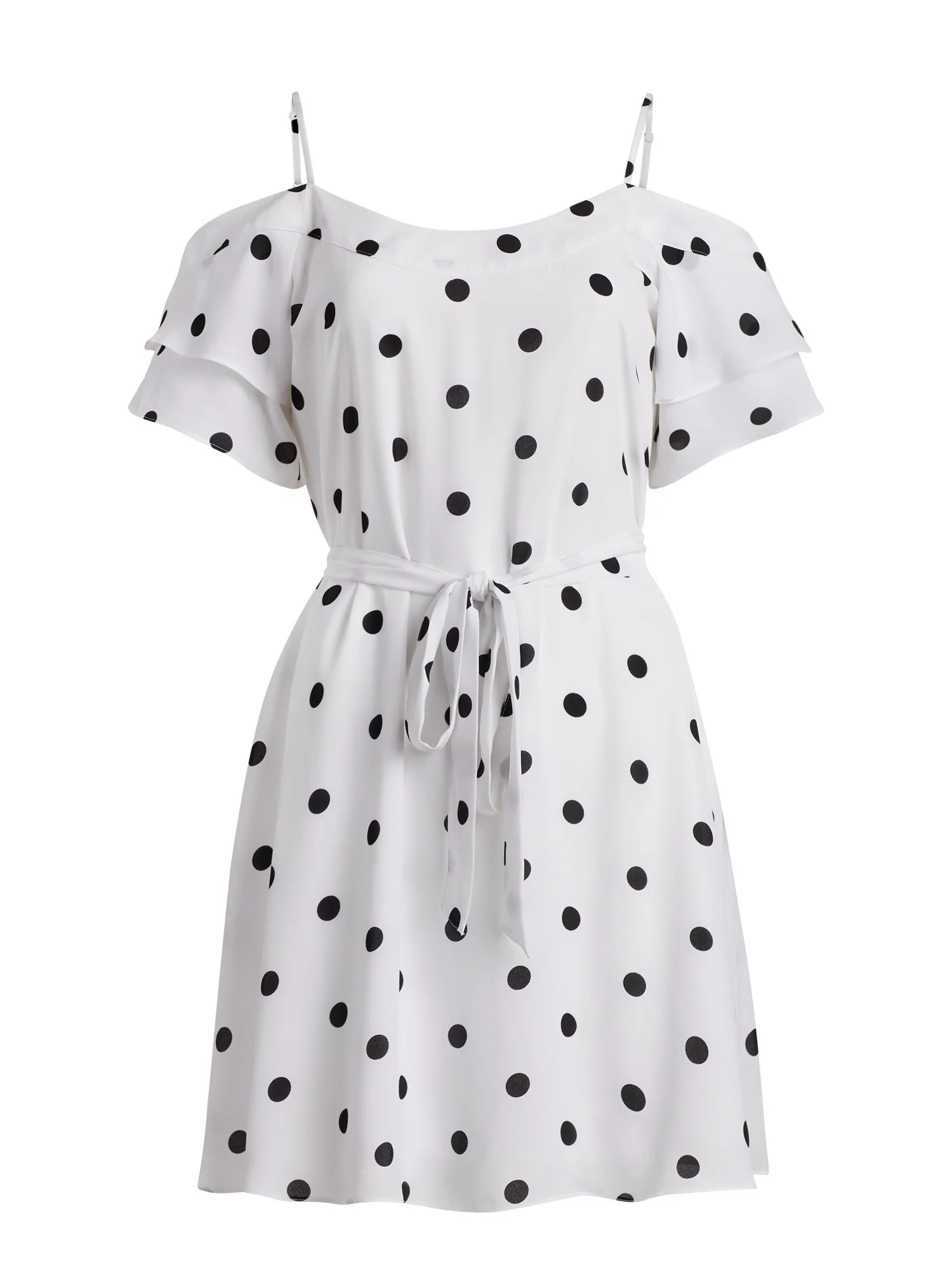 Dot-Print Cold Shoulder Dress - Image 2