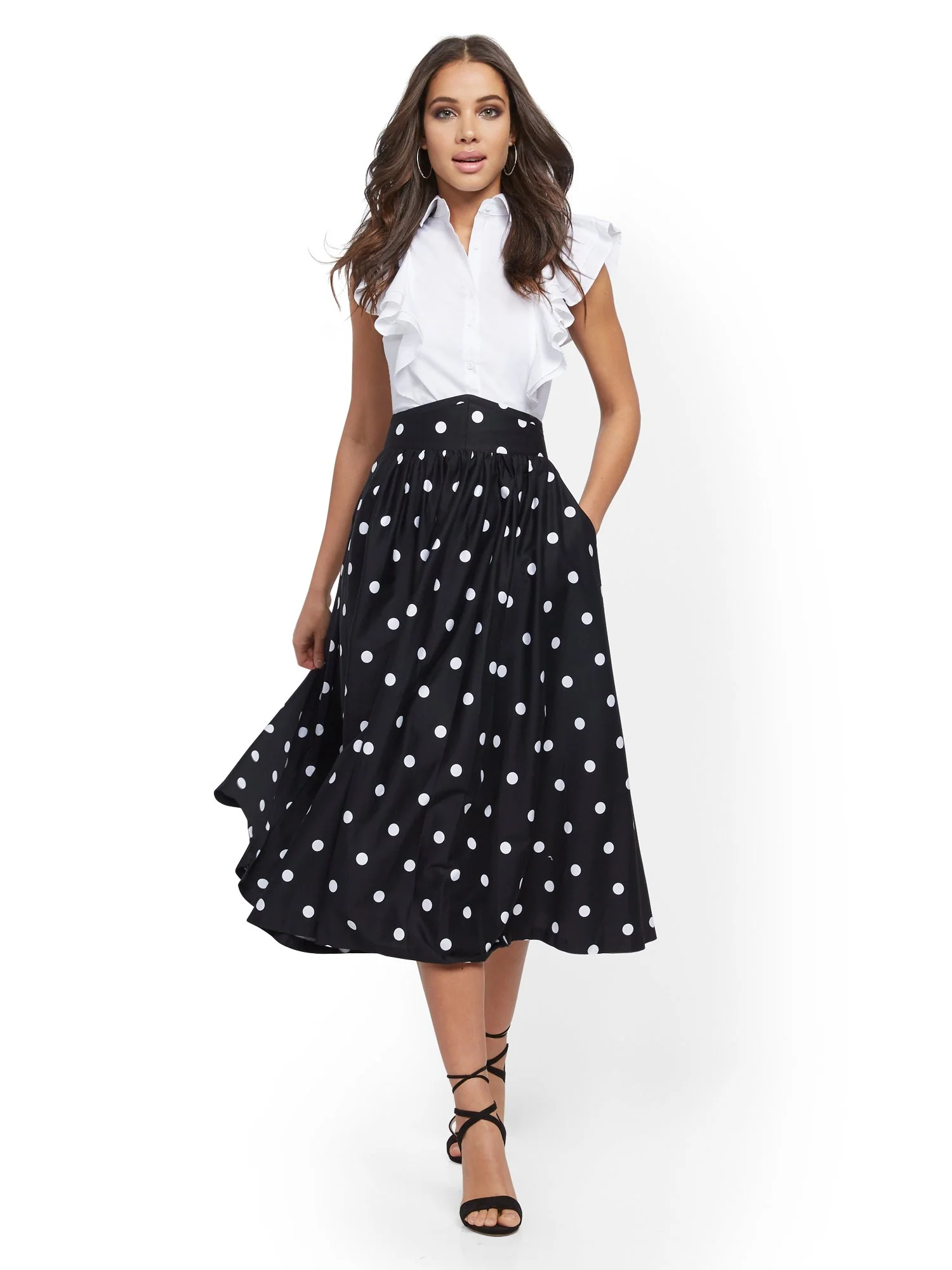 Dot-Print Full Skirt - Image 4