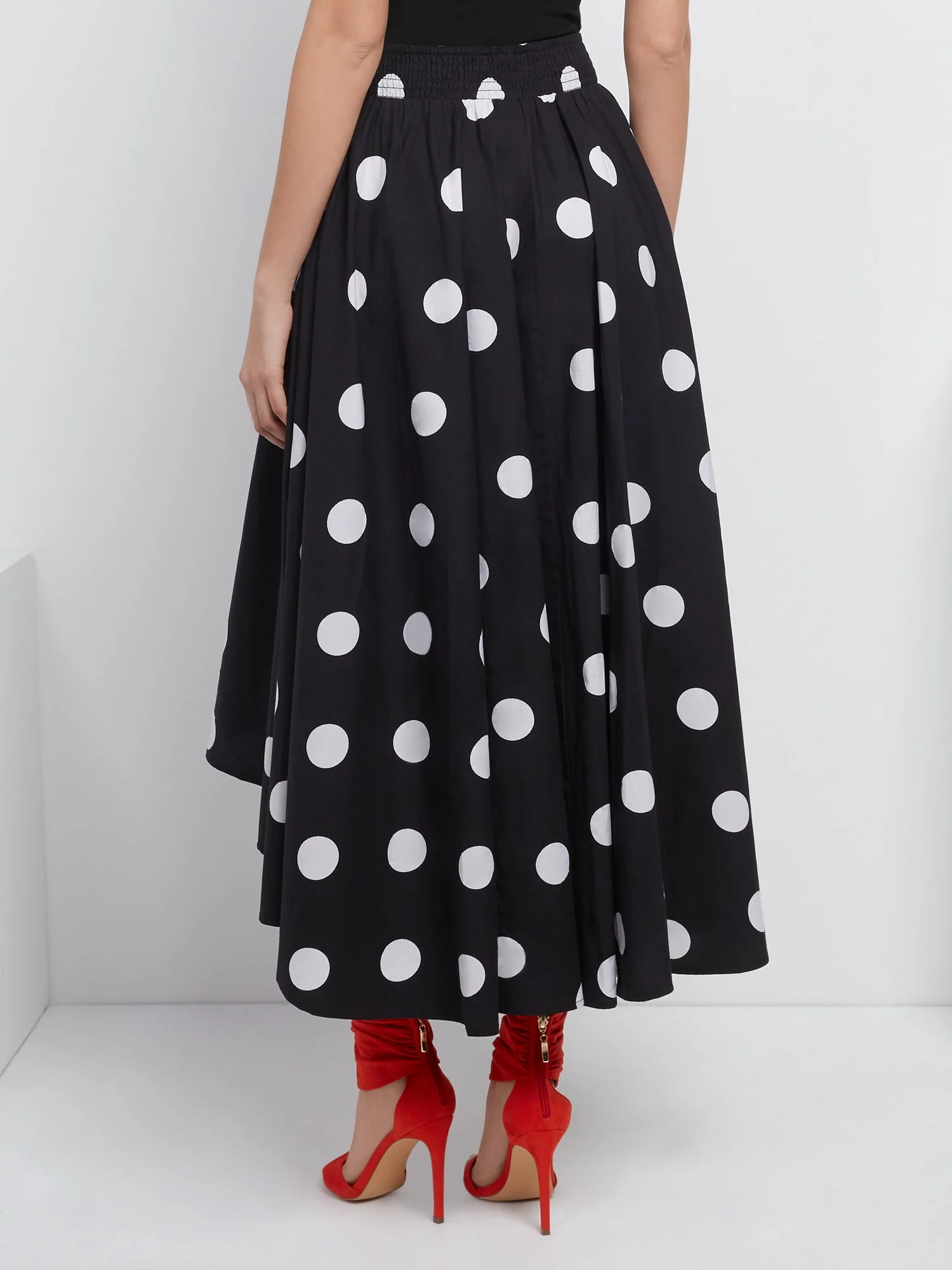 Dot-Print Hi-Lo Poplin Skirt - Image 3