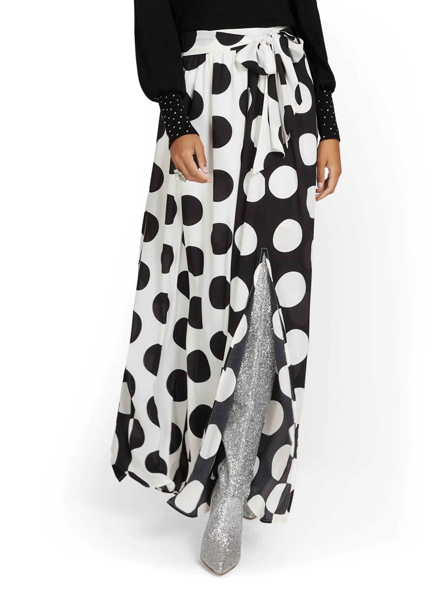 Dot-Print Maxi Skirt