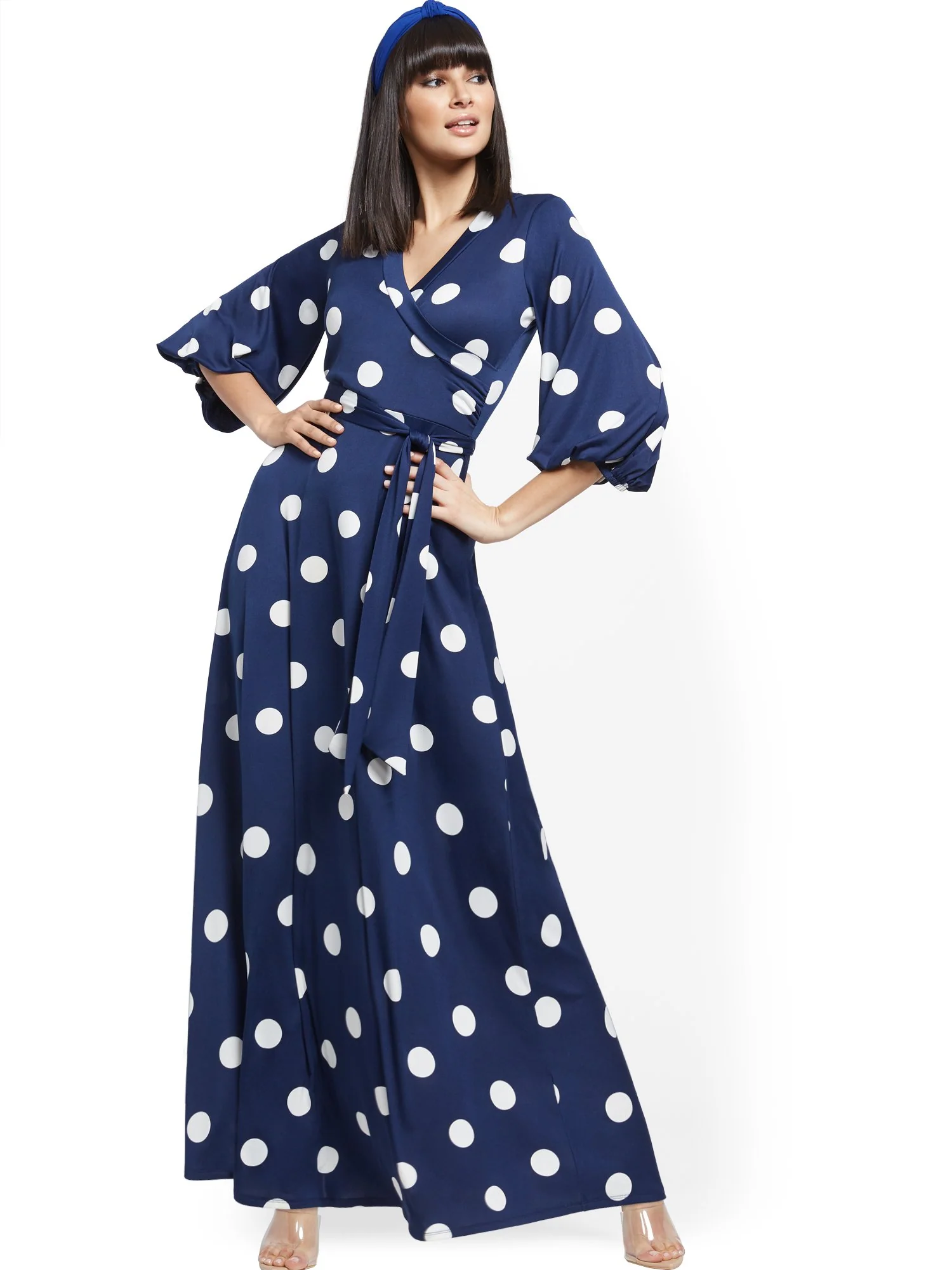 Dot-Print Wrap Maxi Dress - Image 2