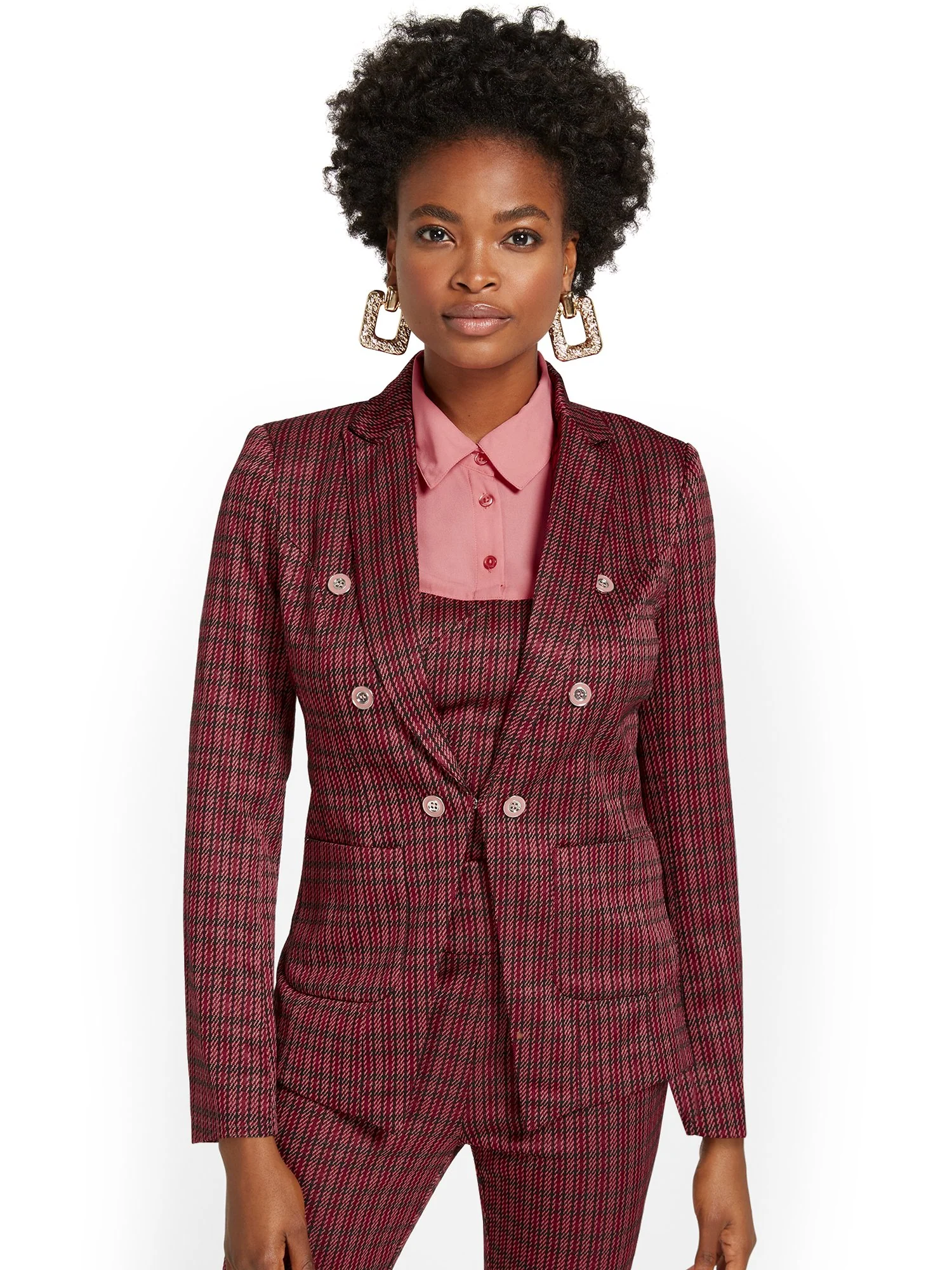 Double-Breasted Check-Print Jacket - Superflex - Image 2