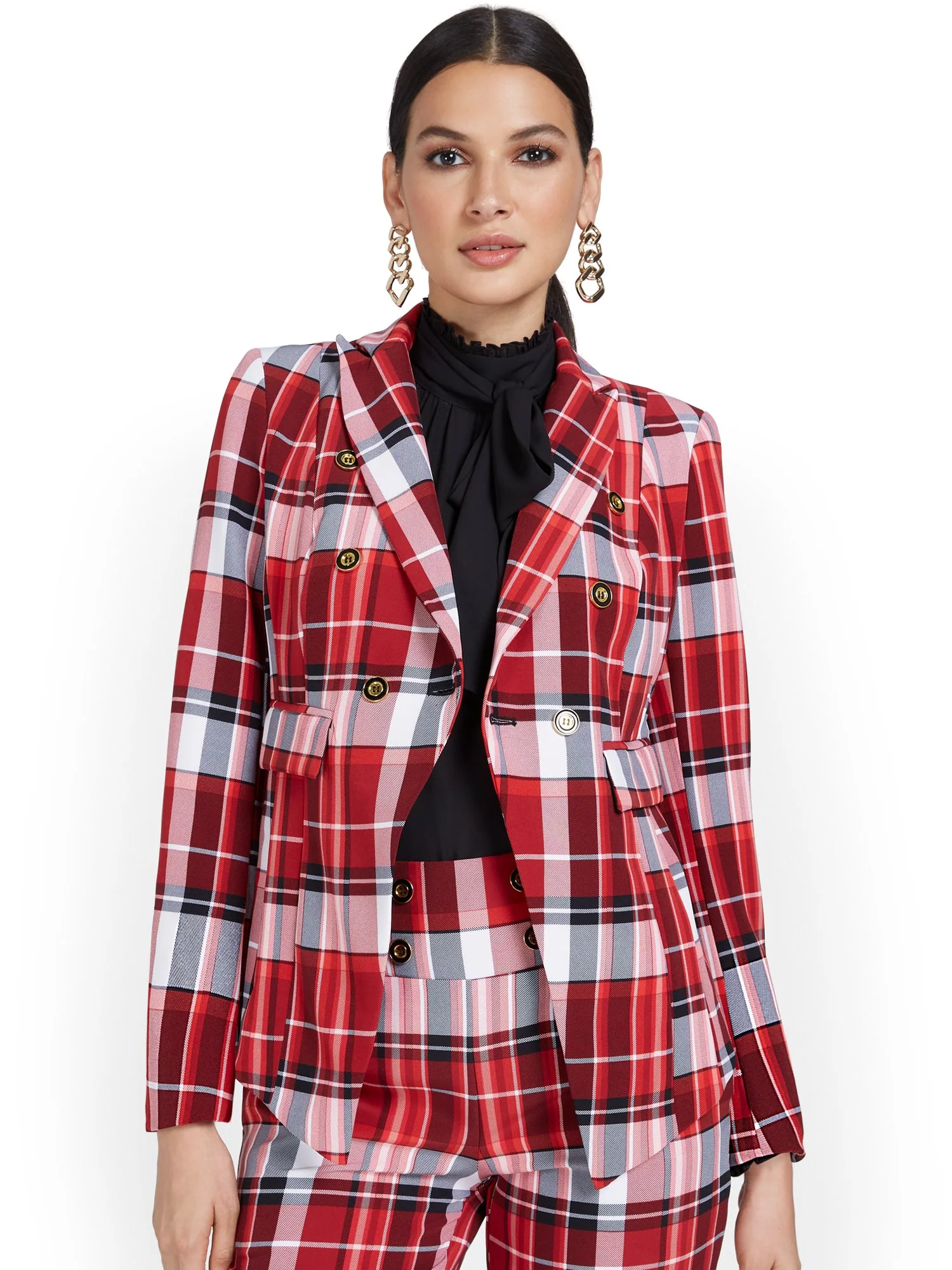 Double-Breasted Plaid Jacket - Image 2