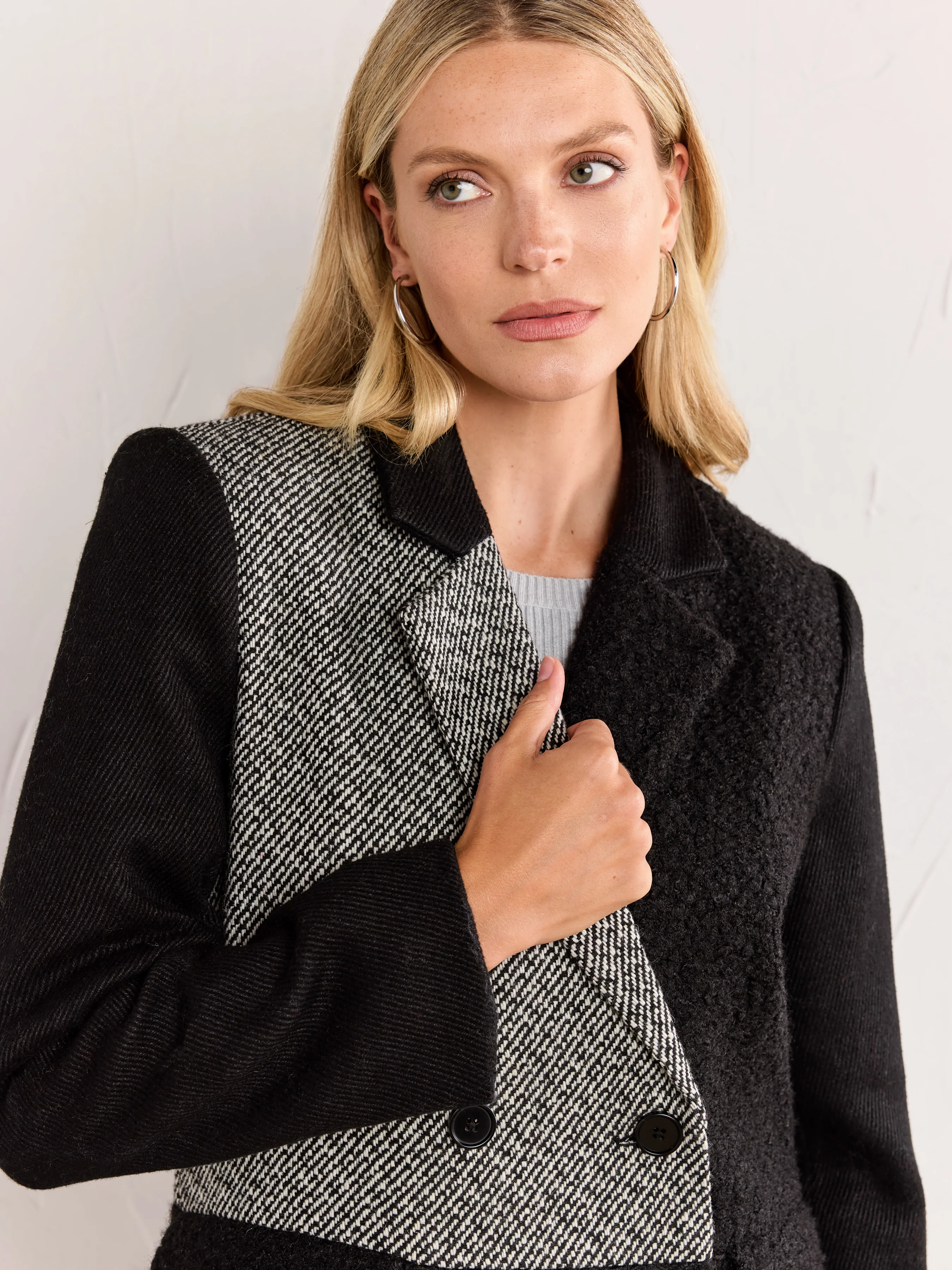 English Factory Double-Breasted Wool Blend Boucle Coat - Brands We Love - Image 2