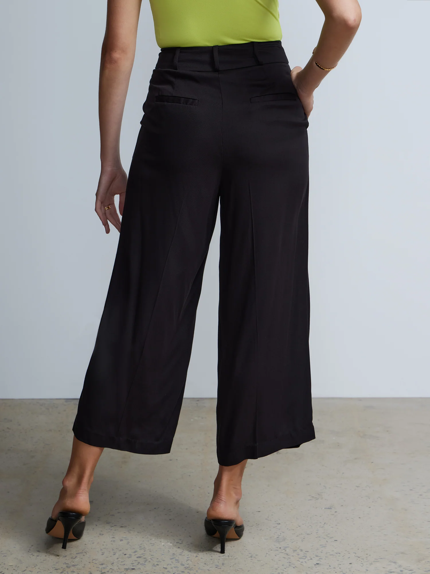 Double Button Twill Wide Leg Pant - Image 3