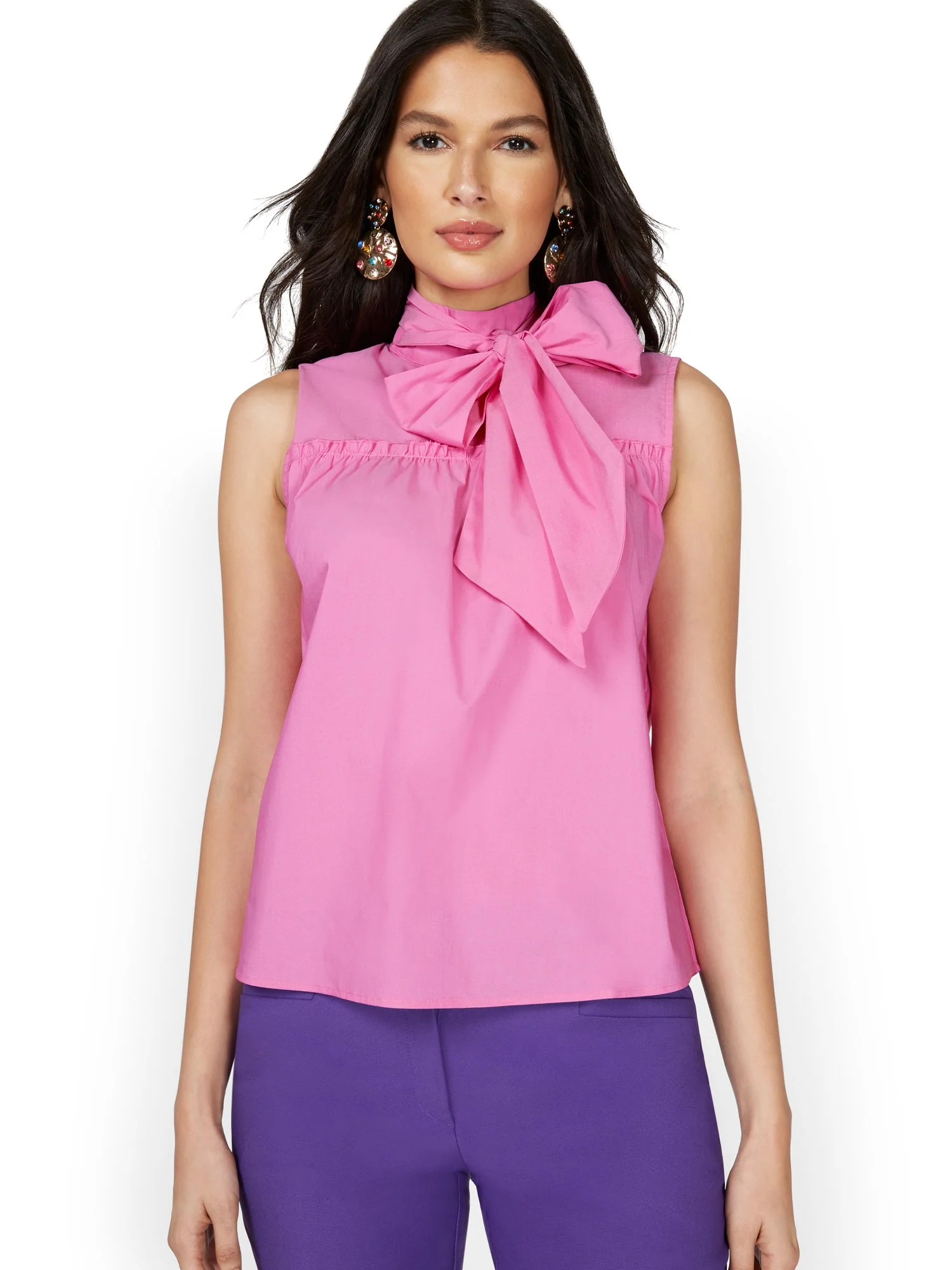 Drama Bow Poplin Top - Image 5