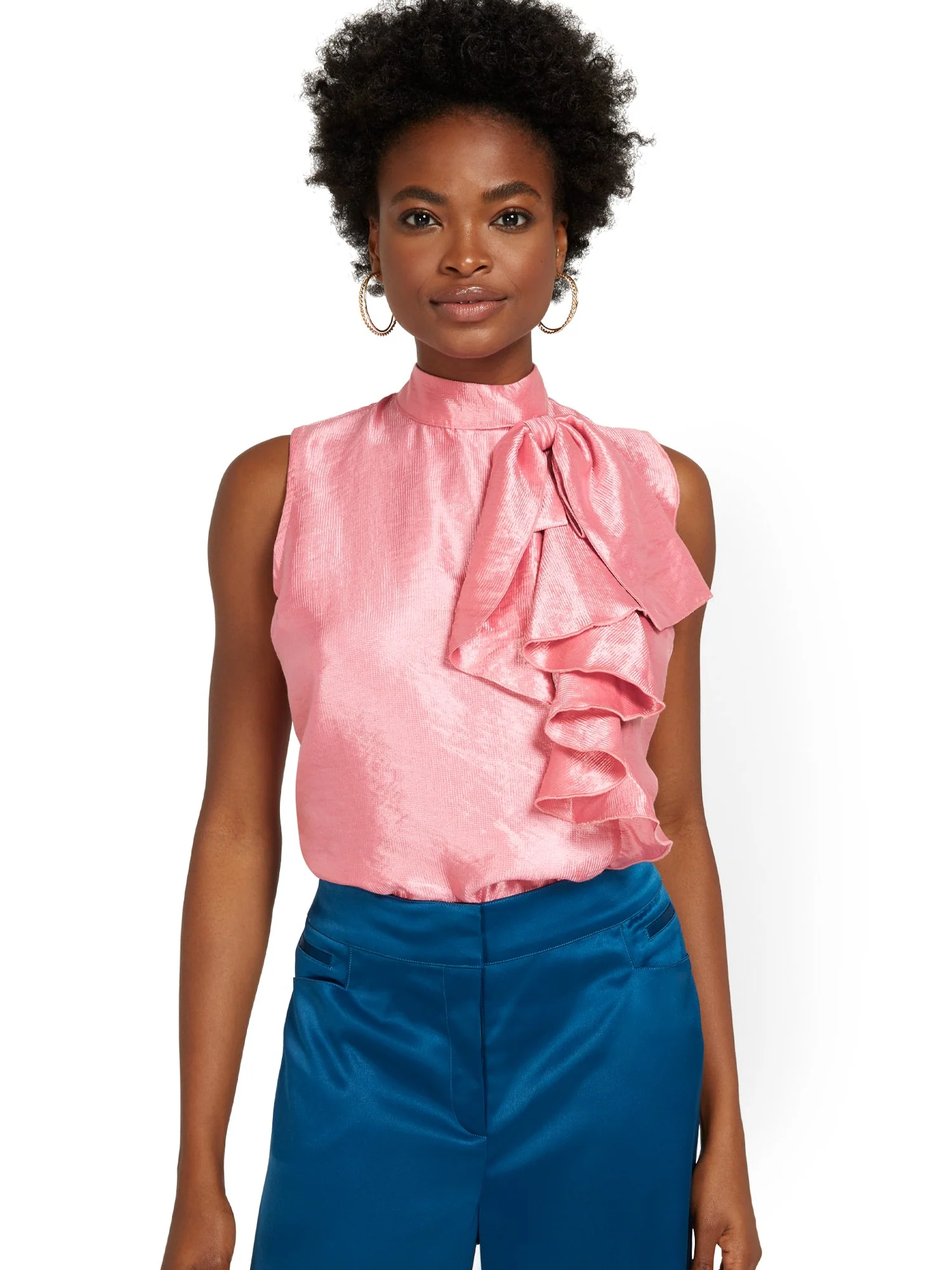 Drama-Neck Sleeveless Top