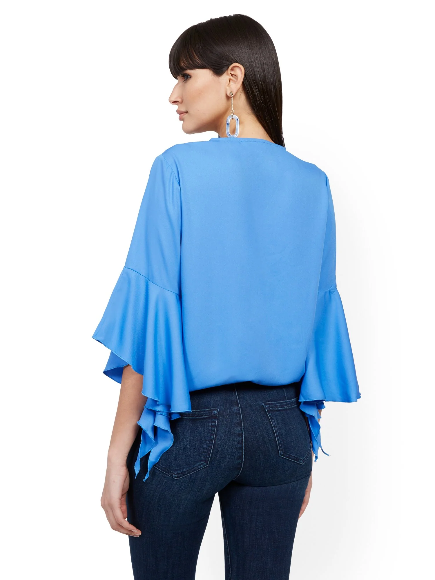 Drama-Sleeve Wrap Blouse - Image 3