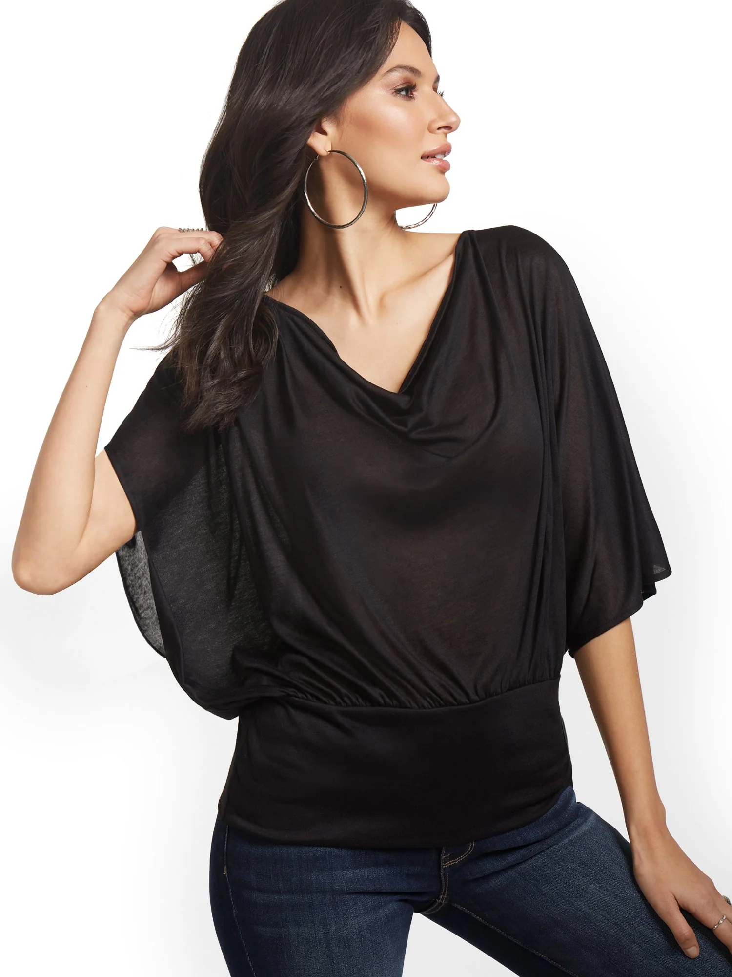 Drape-Front Flutter-Sleeve Top - Sweet Pea - Image 2