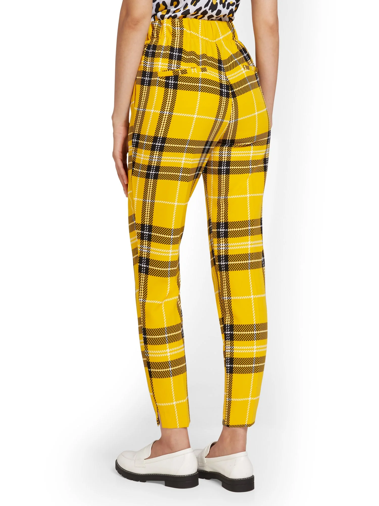 Drawstring Ankle Pant - Plaid - Image 3