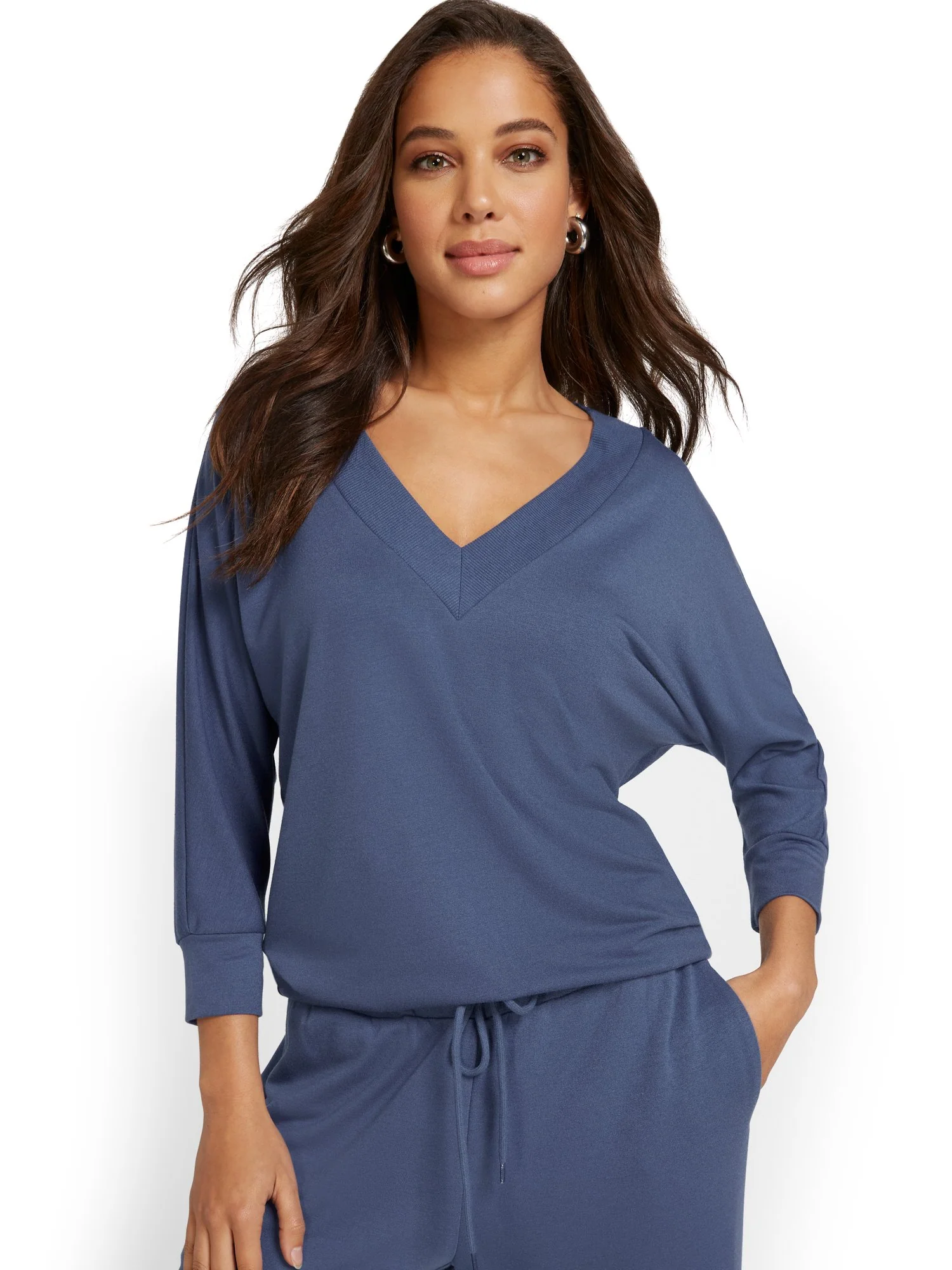 Dreamy French Terry V-Neck Pullover - Image 5