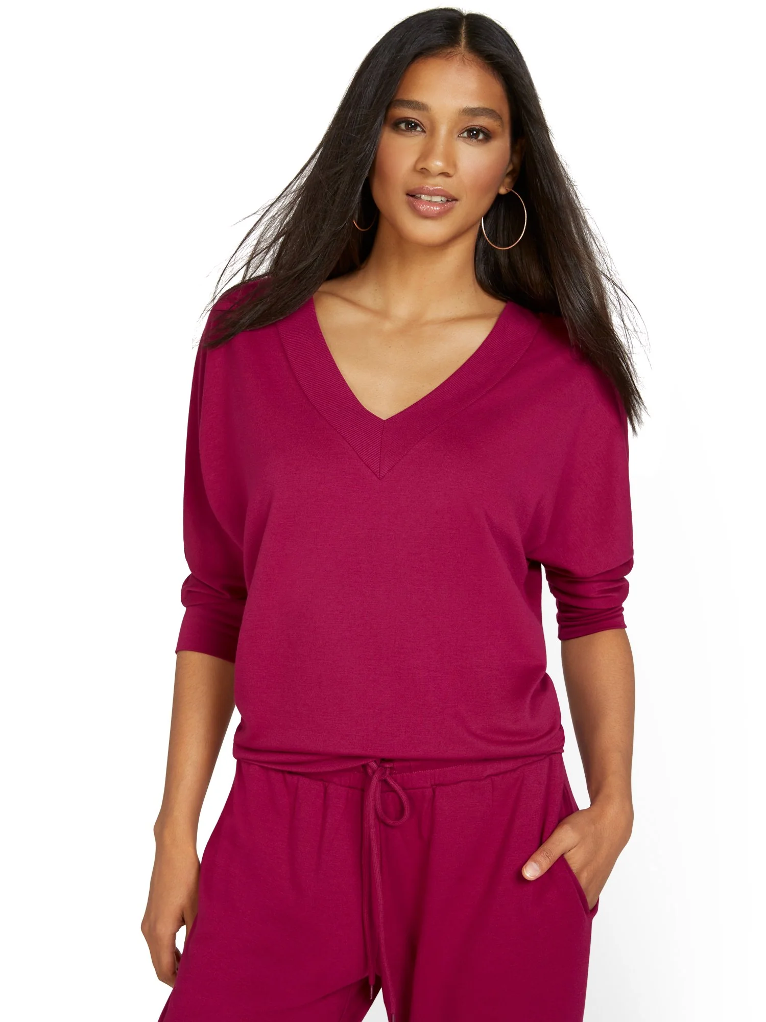 Dreamy French Terry V-Neck Pullover - Image 8