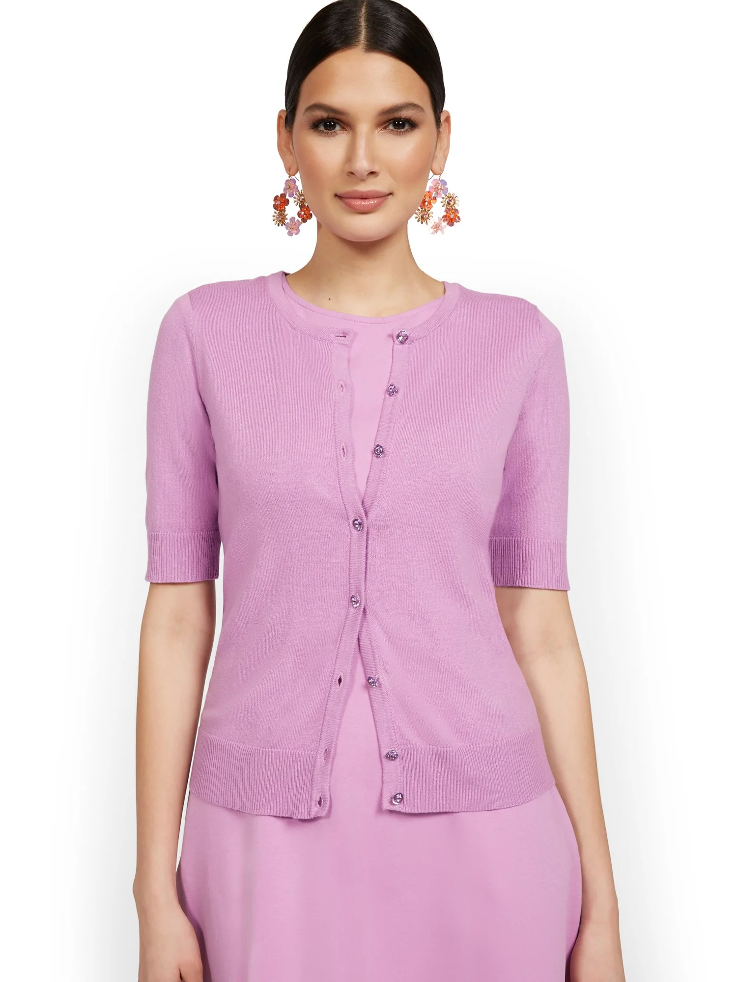Elbow-Sleeve Chelsea Cardigan - Image 26