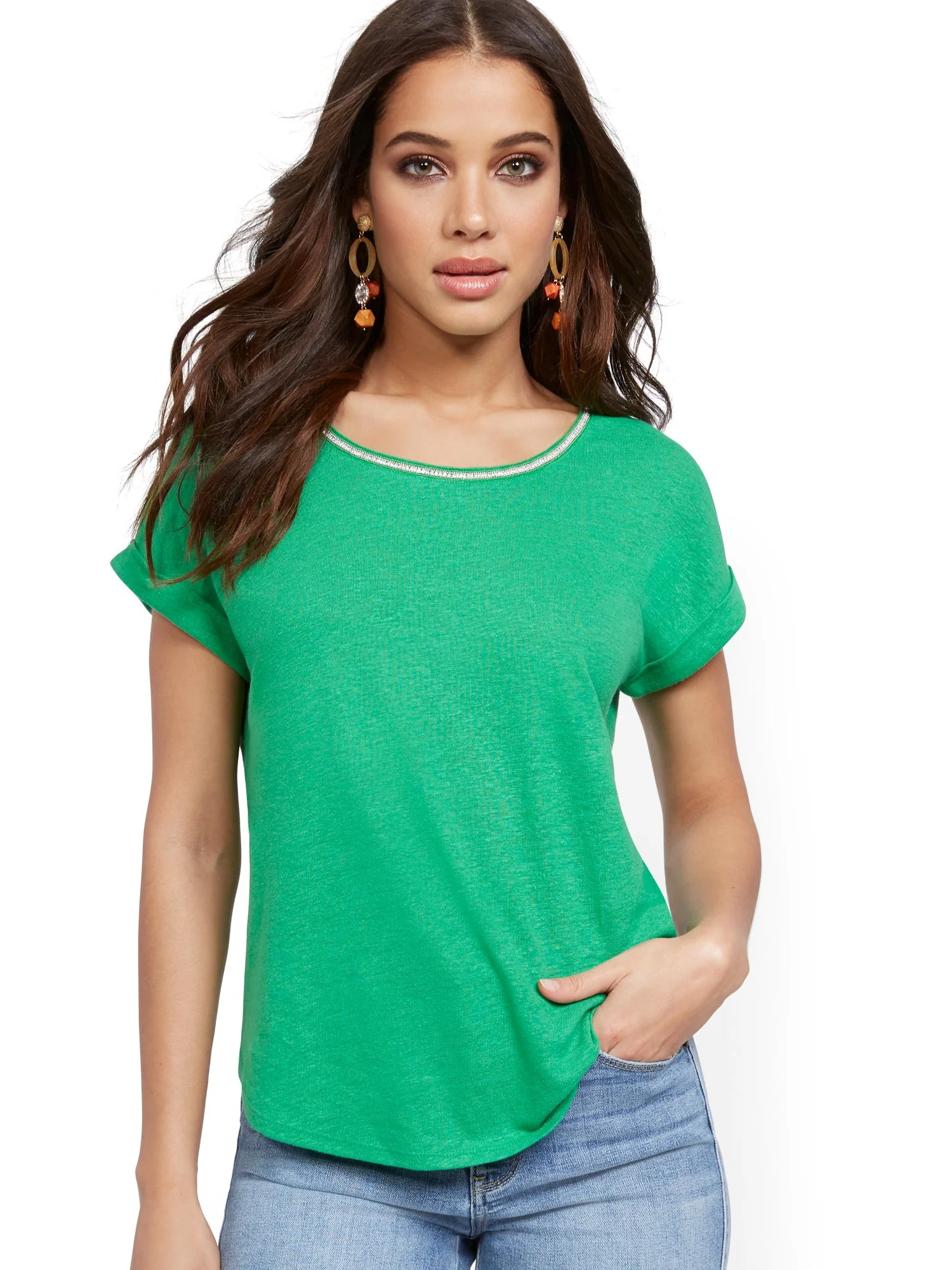 Embellished Linen Tee - Image 2