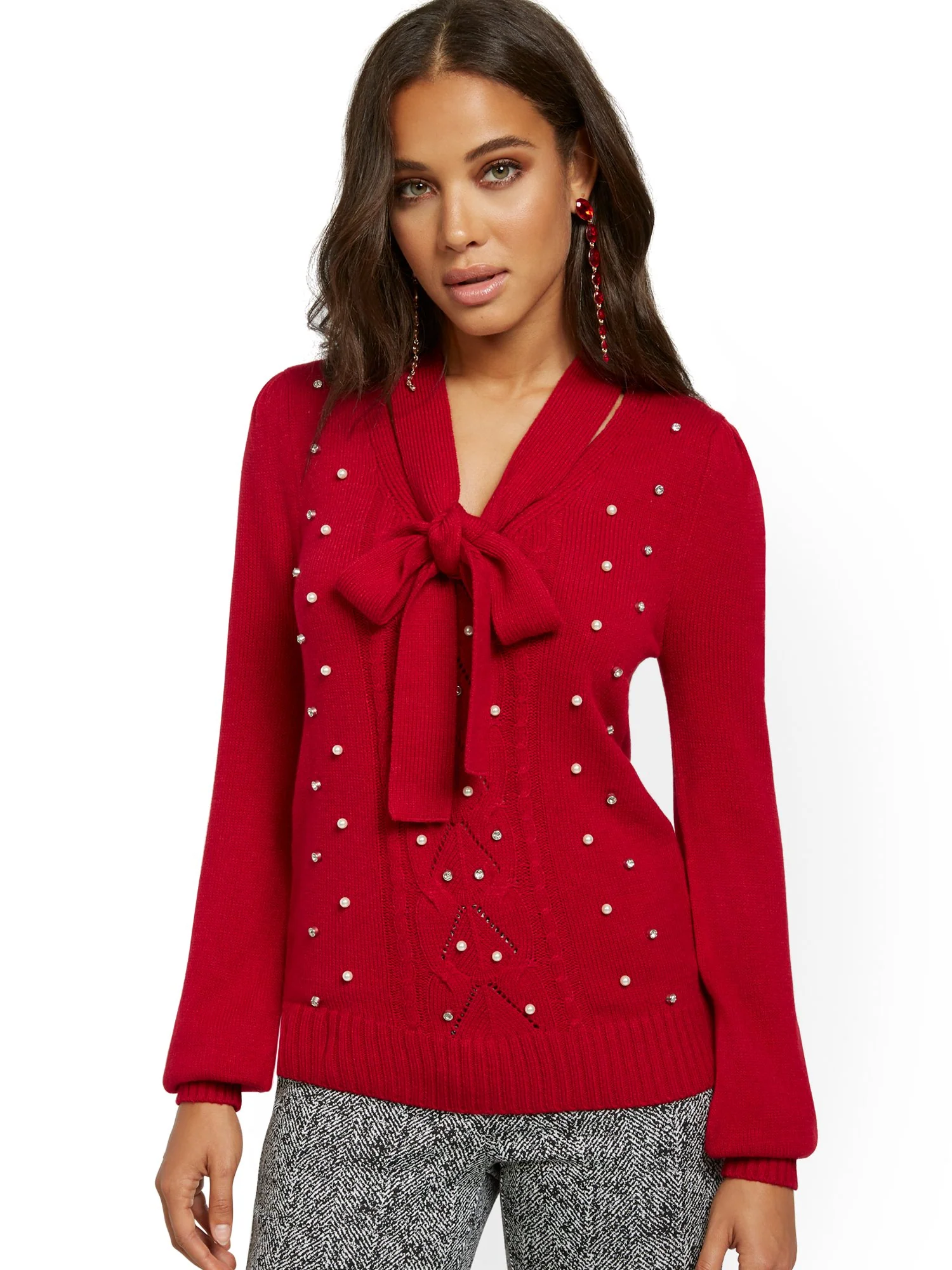 Embellished Tie-Neck Sweater - Image 5