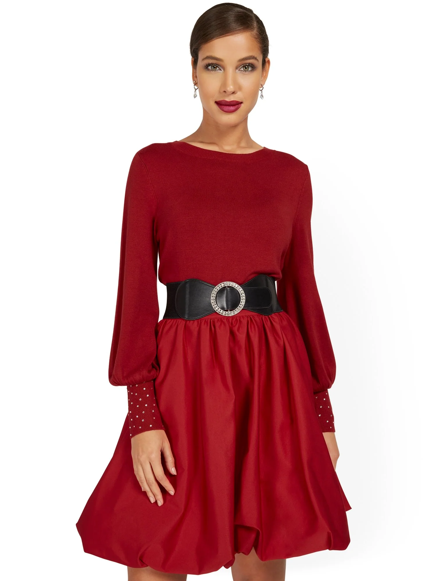 Embroidered Balloon-Sleeve Pullover Sweater - Image 6