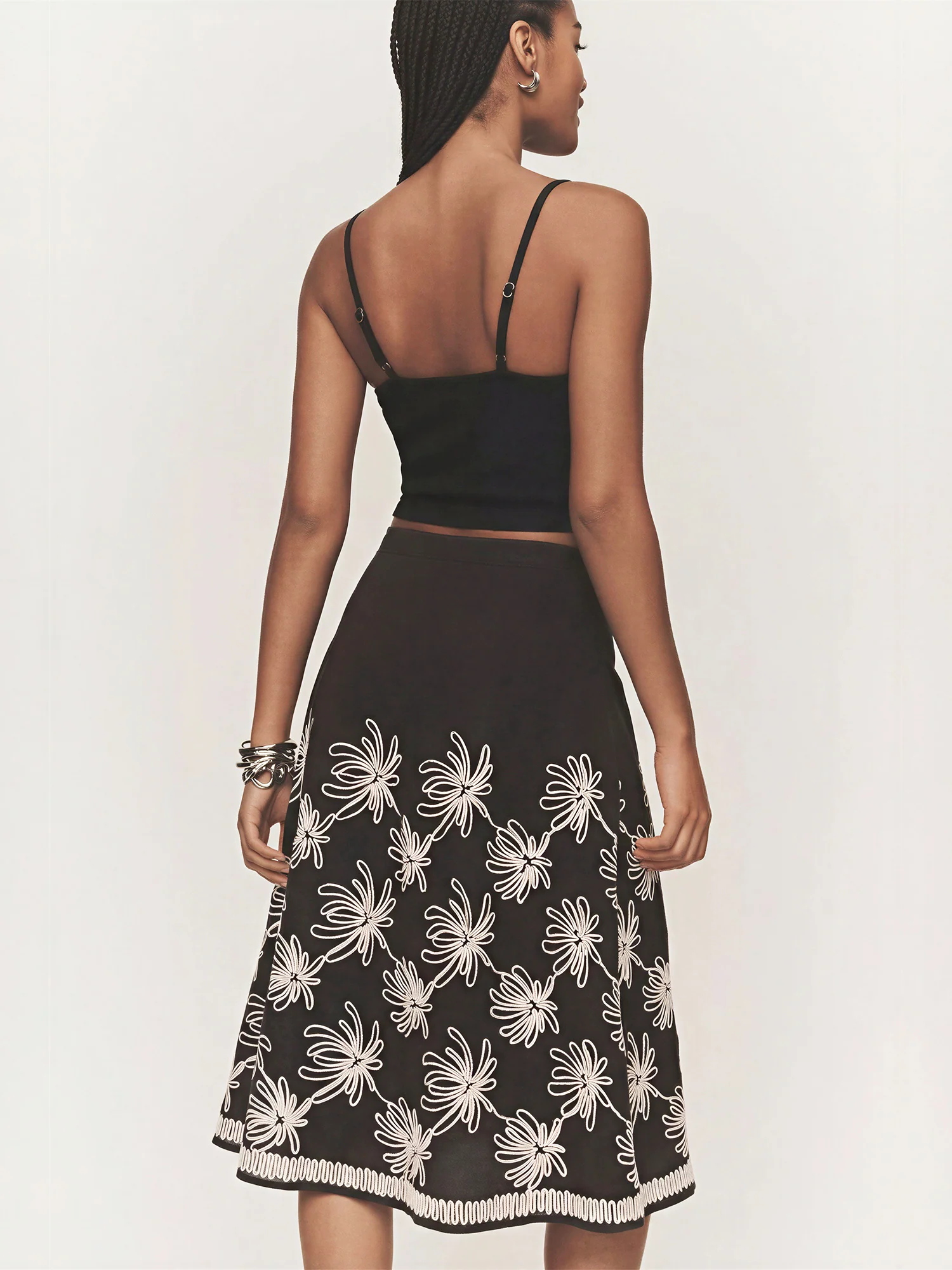 Embroidered Detail Midi Skirt - Image 4
