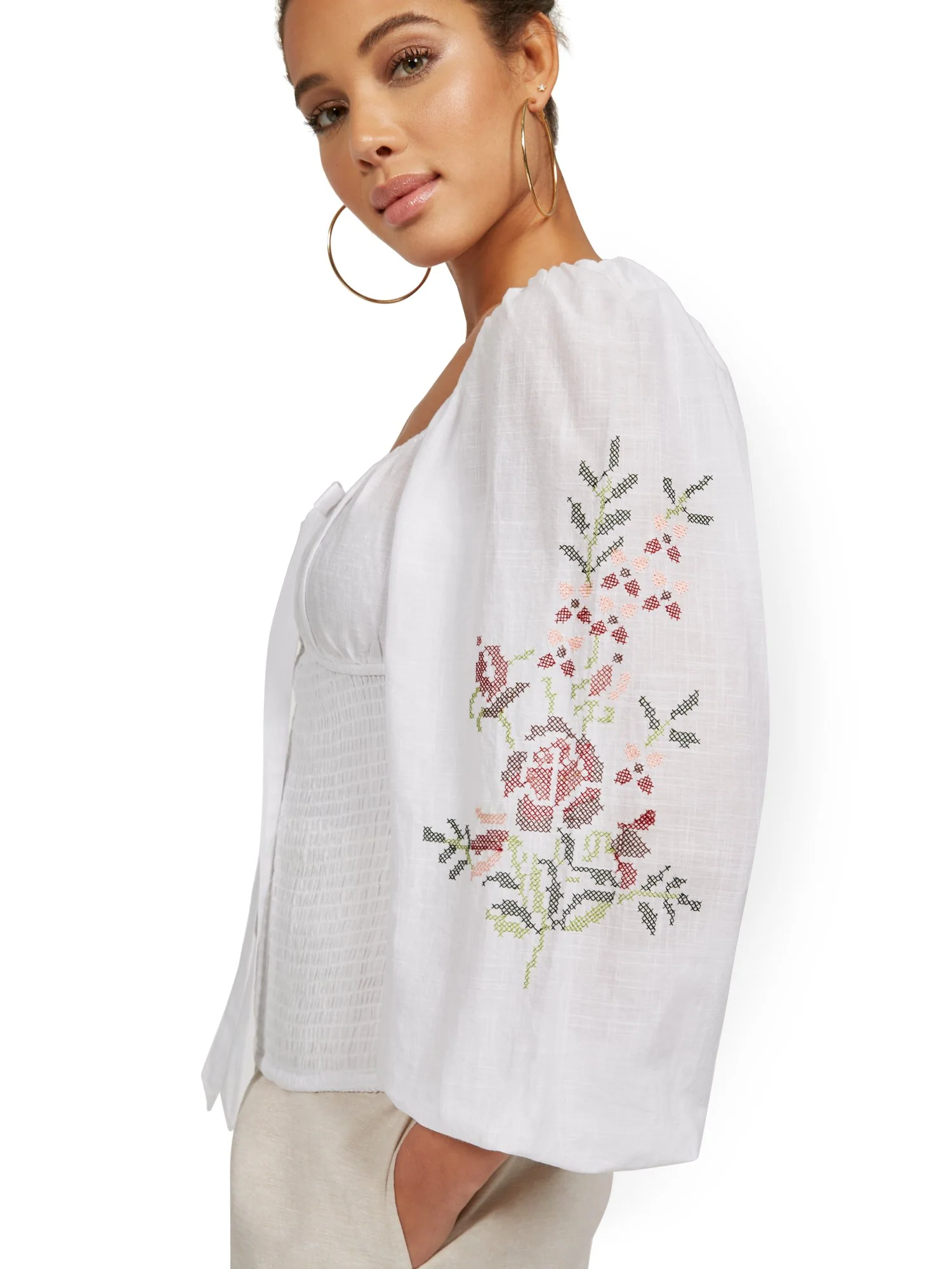 Embroidered Smocked Top - Image 4