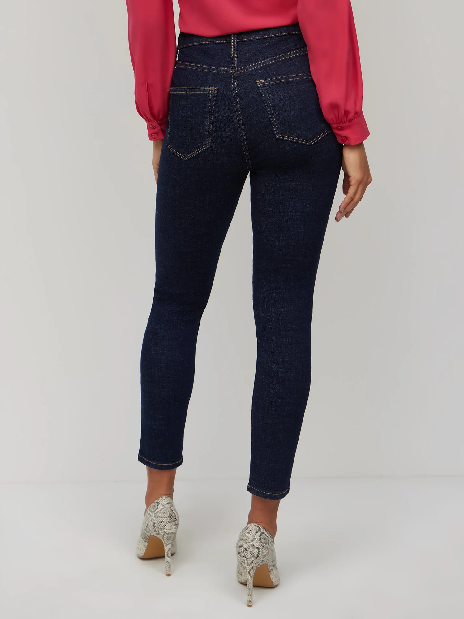Essential High-Waisted Skinny Ankle Jeans - Dark Wash - Image 2