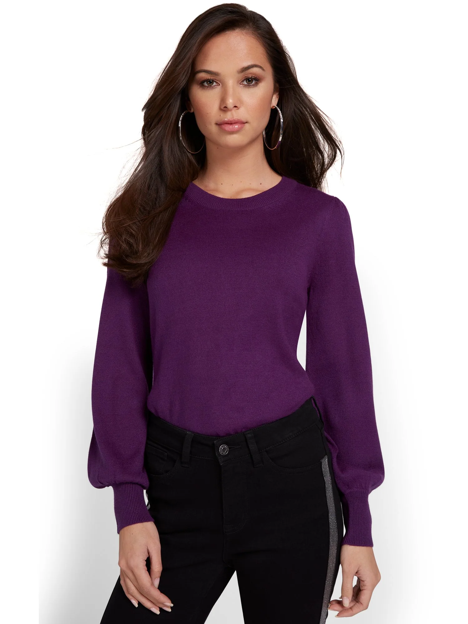 Essential Puff-Sleeve Crewneck Sweater - Image 5